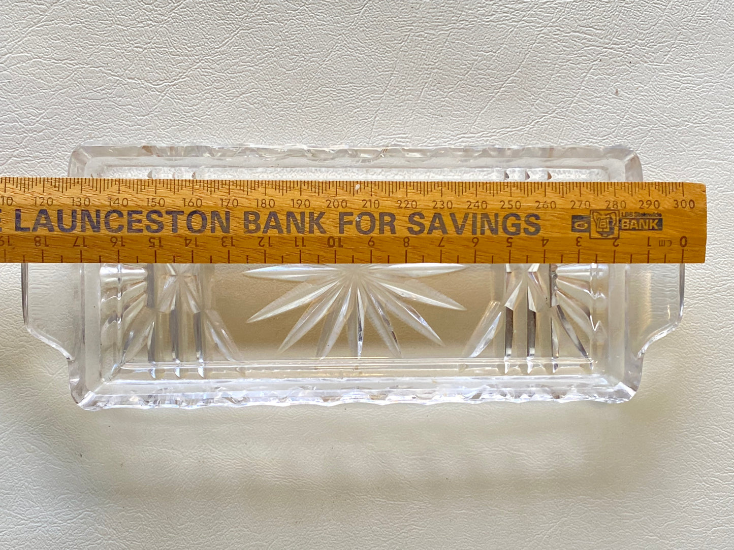 Vintage Cut crystal glass butter dish with lid
