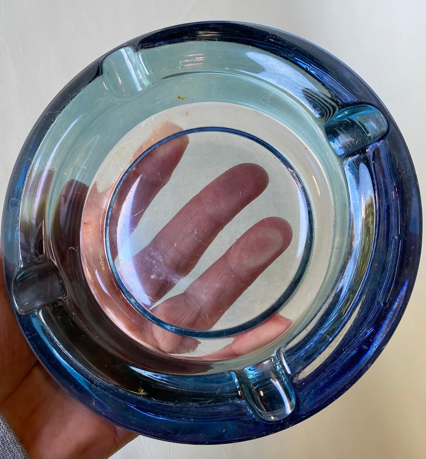 Vintage neodymium glass ashtray