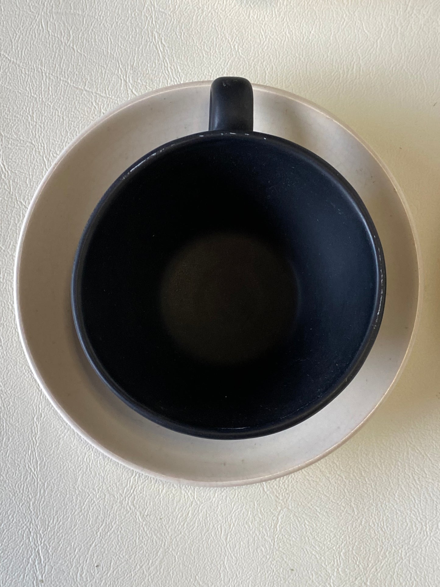 1960s Raynham Australia black and white glazed pottery demitasse cups and saucers
