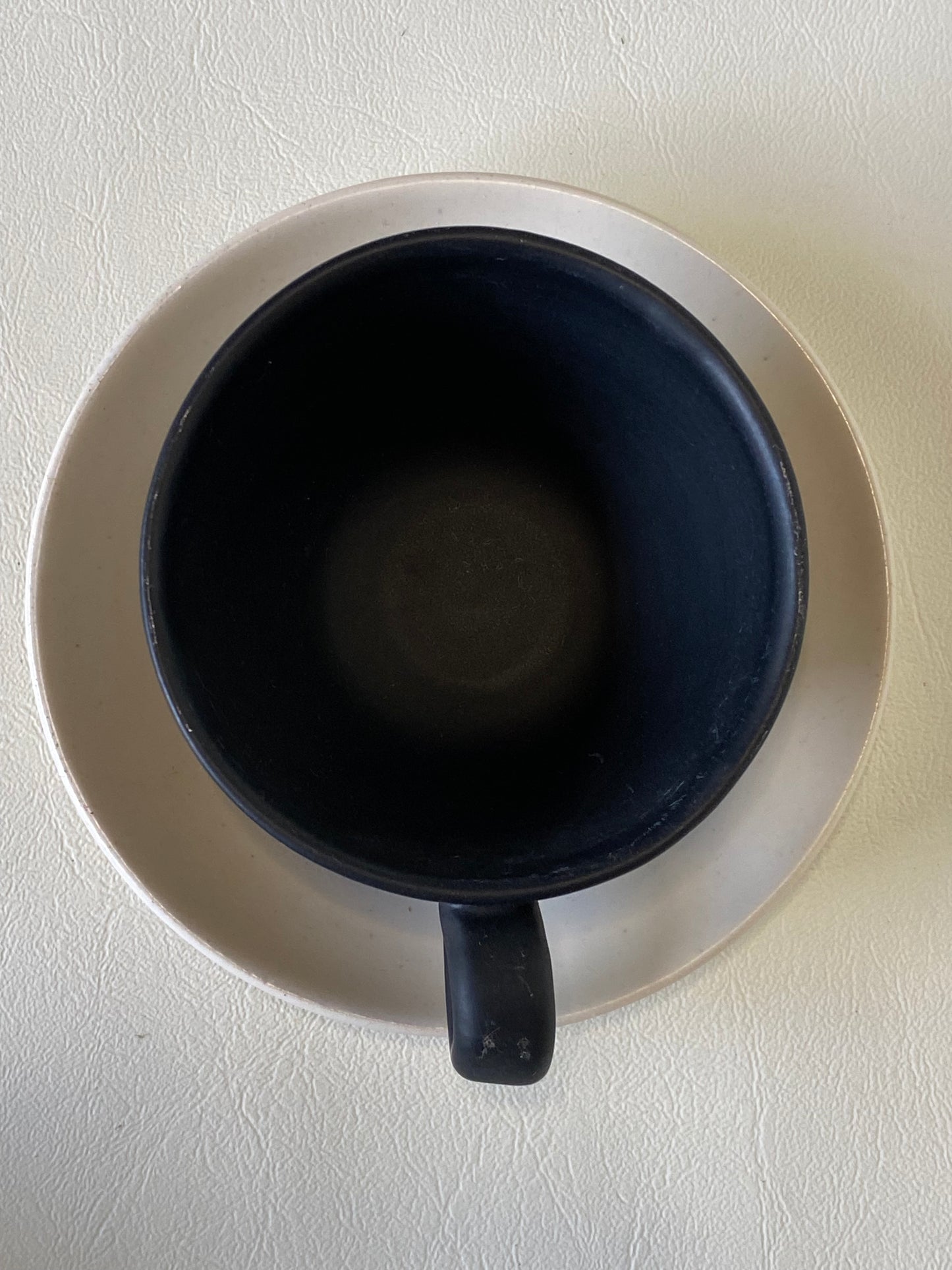 1960s Raynham Australia black and white glazed pottery demitasse cups and saucers