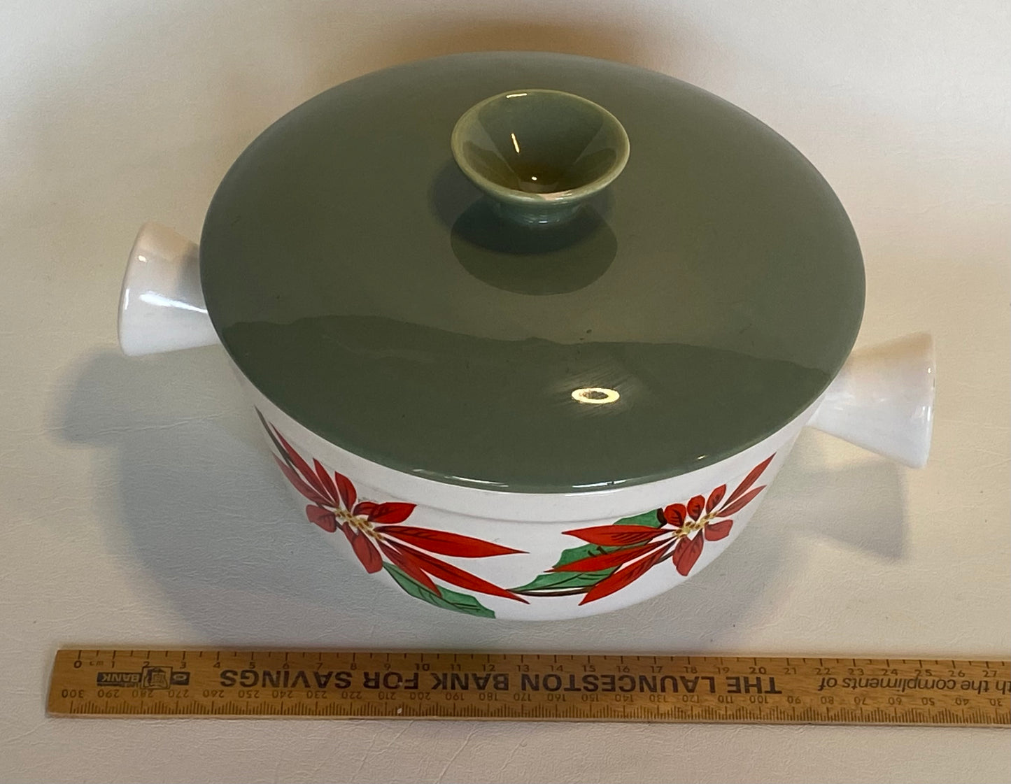 1960s Diana Australia casserole dish with lid - poinsettia pattern