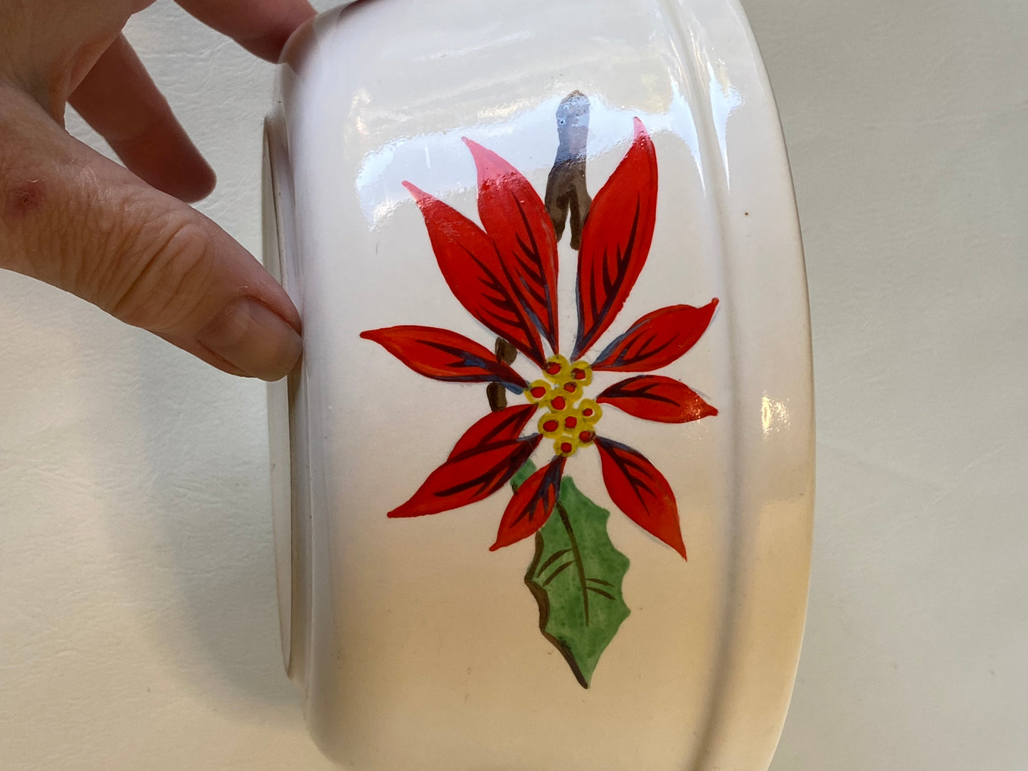 1960s Diana Australia casserole dish with lid - poinsettia pattern