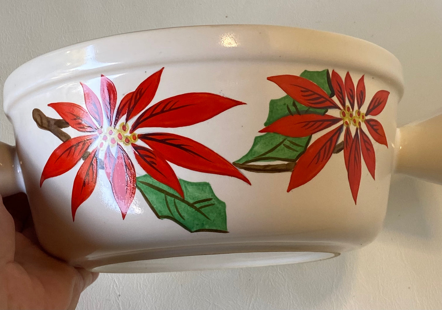 1960s Diana Australia casserole dish with lid - poinsettia pattern