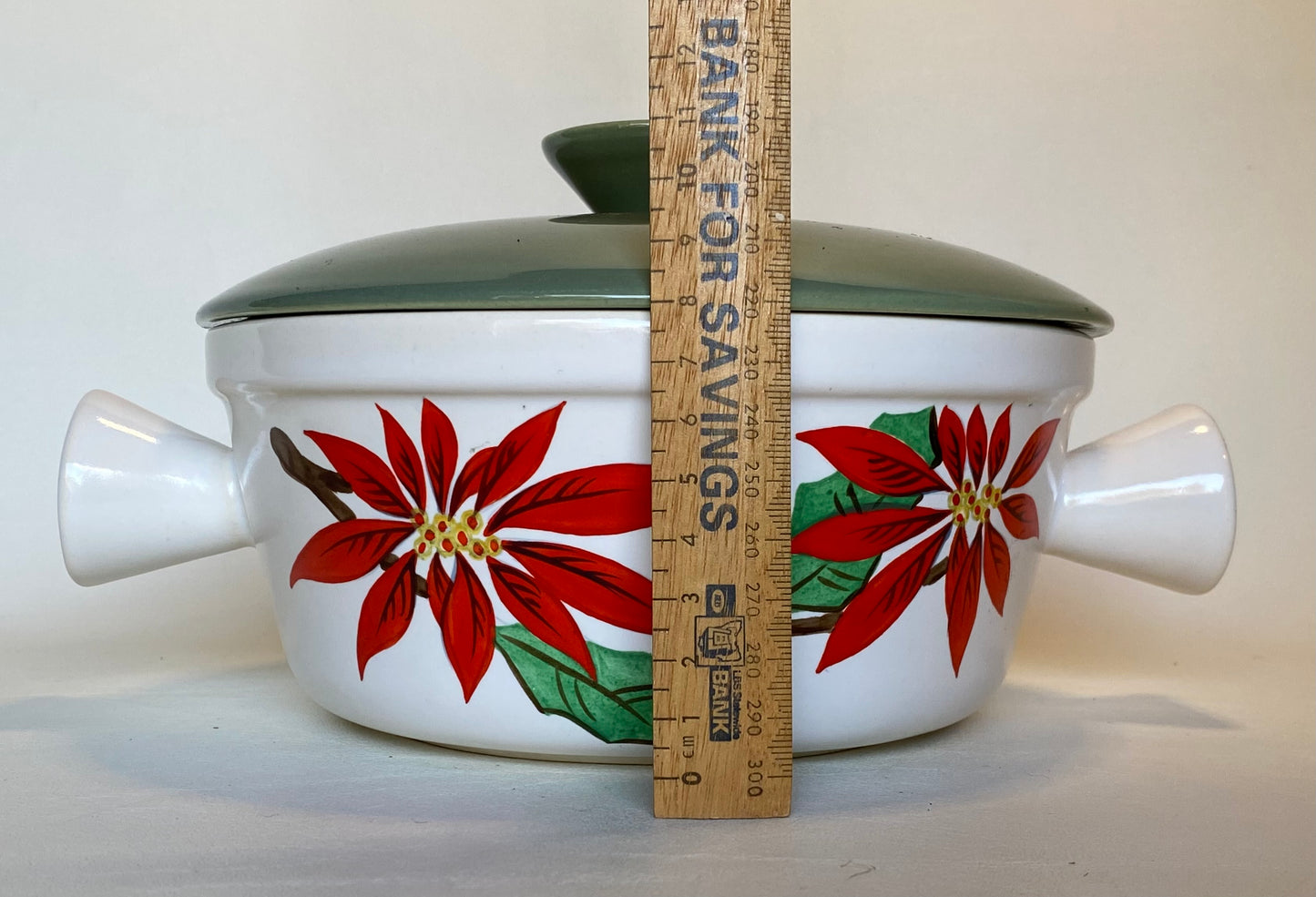 1960s Diana Australia casserole dish with lid - poinsettia pattern