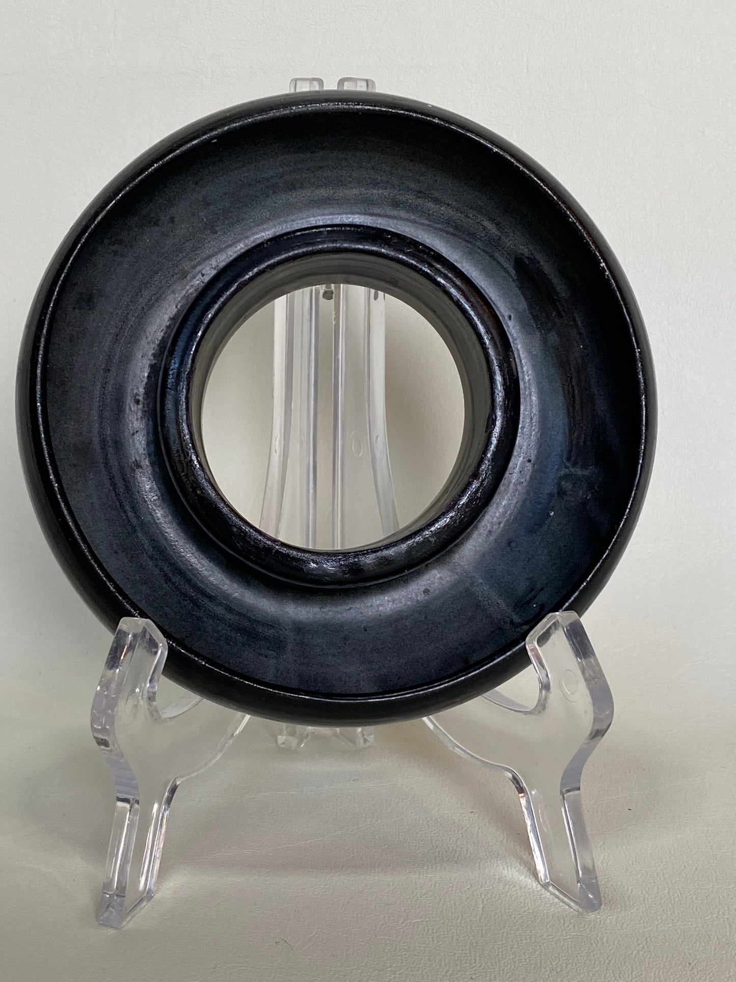 Charles Wilton float bowl pottery - posy ring - black