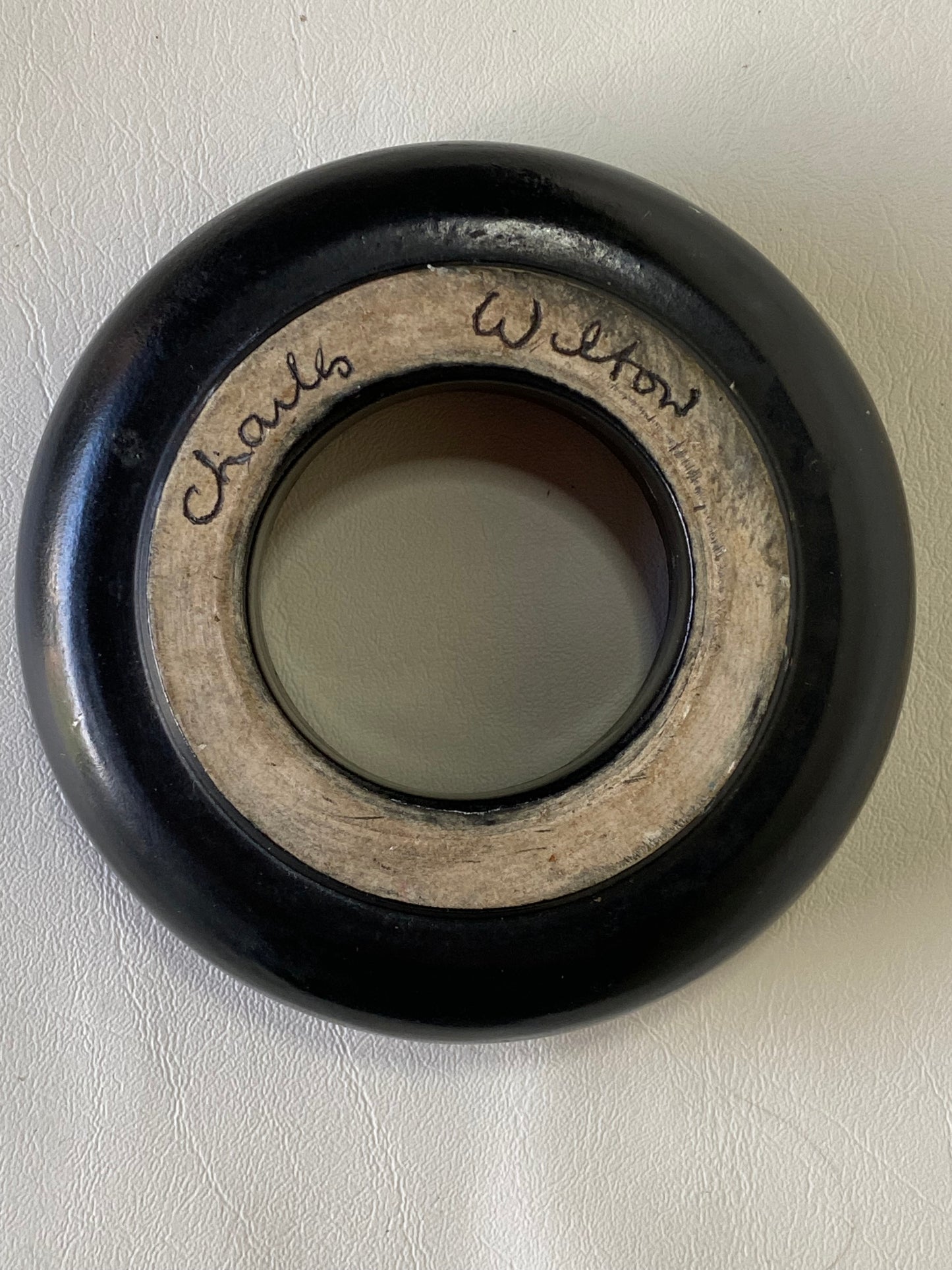 Charles Wilton float bowl pottery - posy ring - black