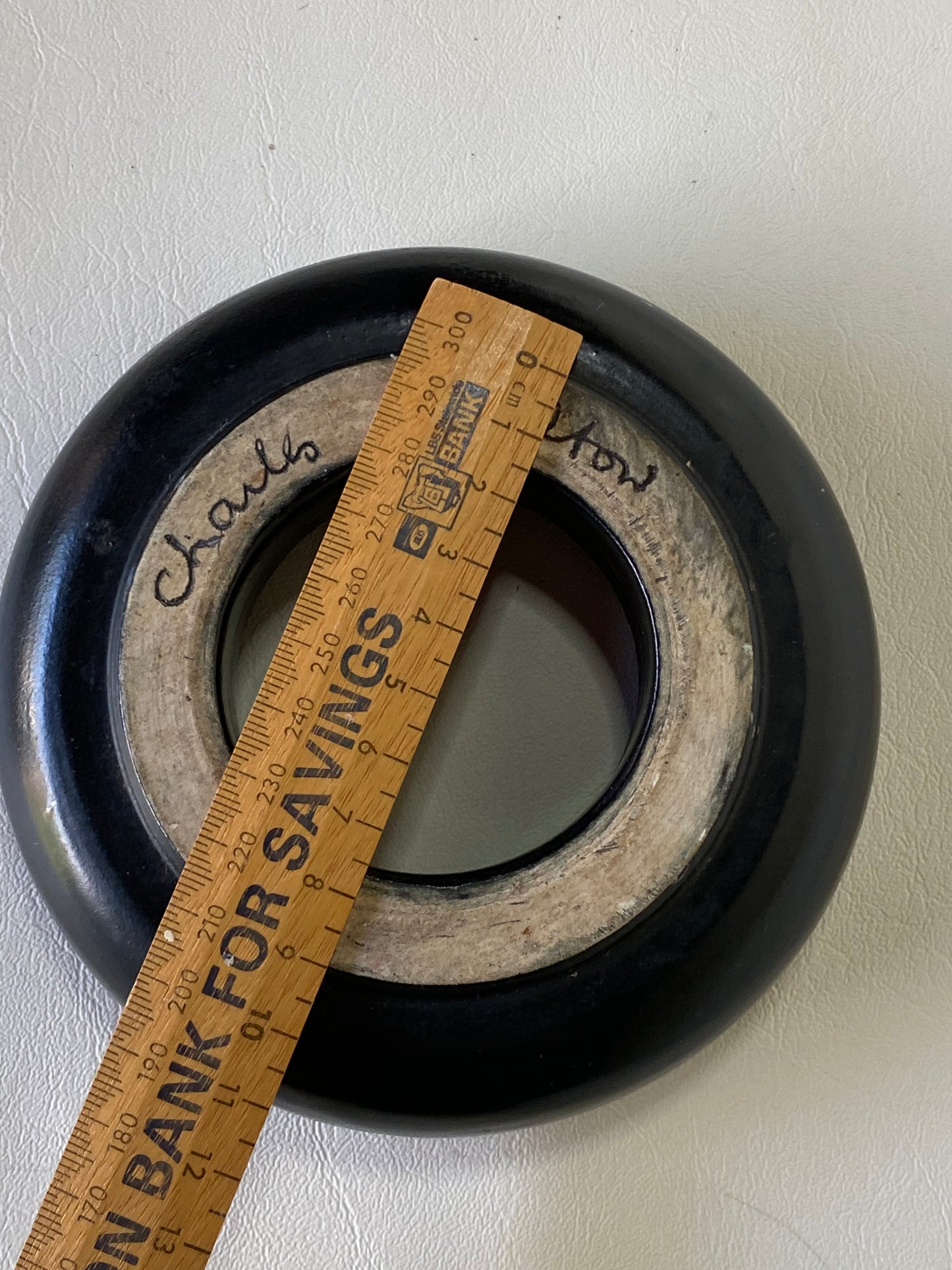 Charles Wilton float bowl pottery - posy ring - black