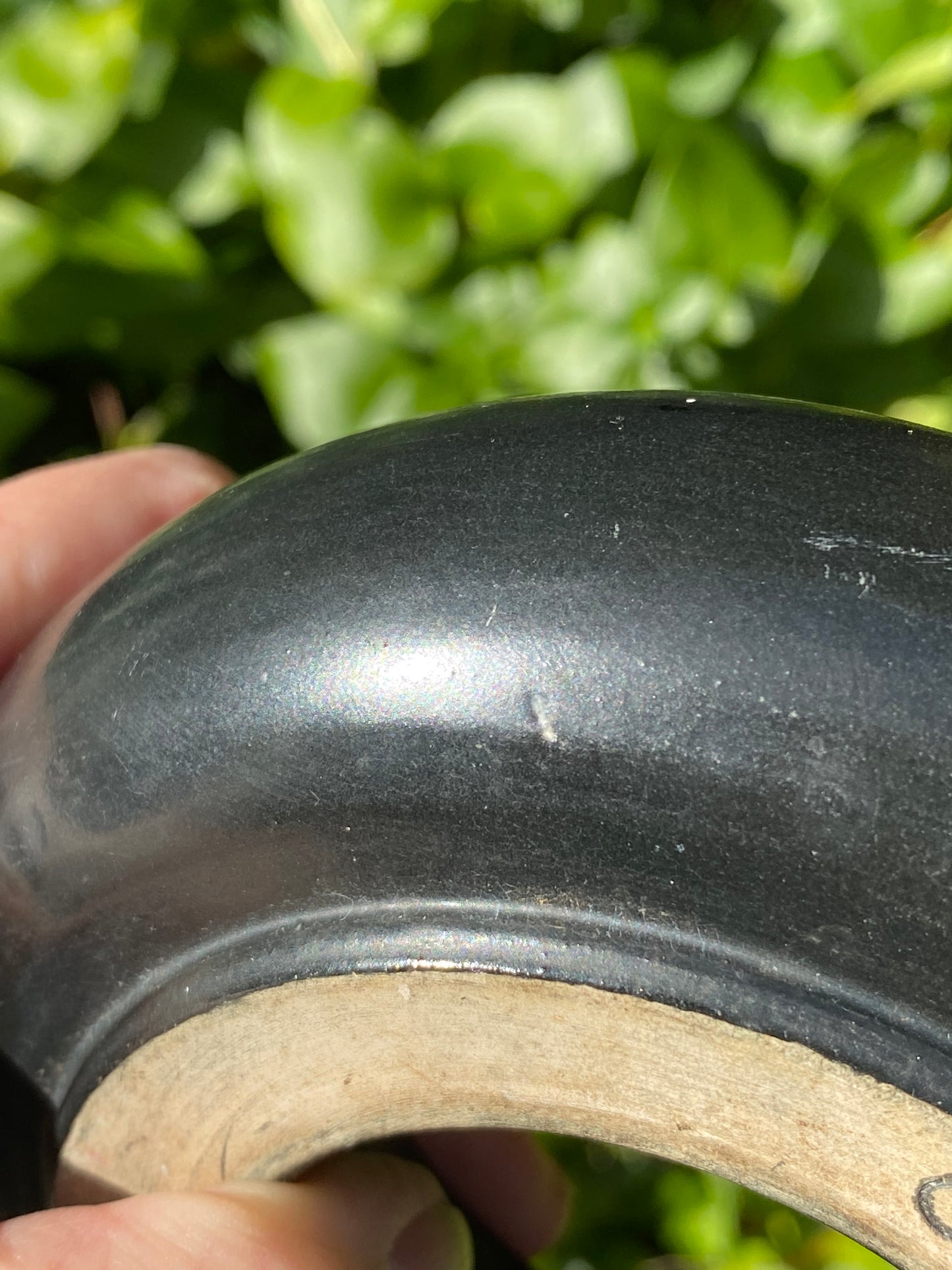 Charles Wilton float bowl pottery - posy ring - black