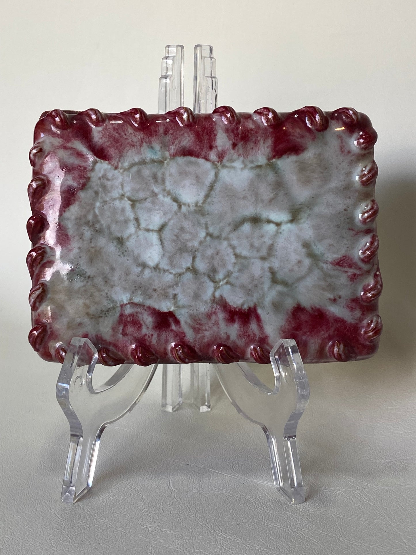 Vintage Italian Ceramic Bloody Glaze Trinket Box  - marked 263/67 Italy