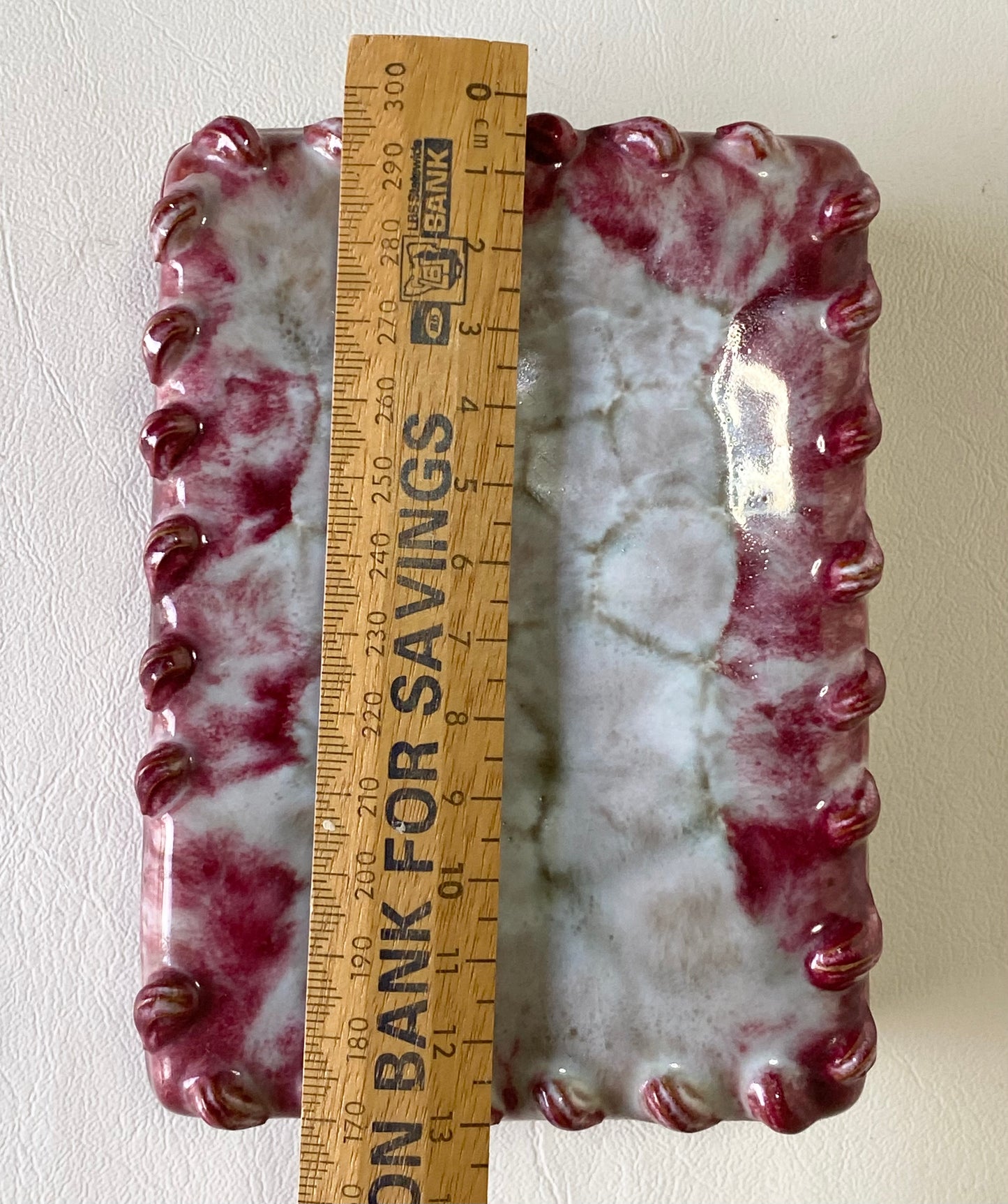 Vintage Italian Ceramic Bloody Glaze Trinket Box  - marked 263/67 Italy