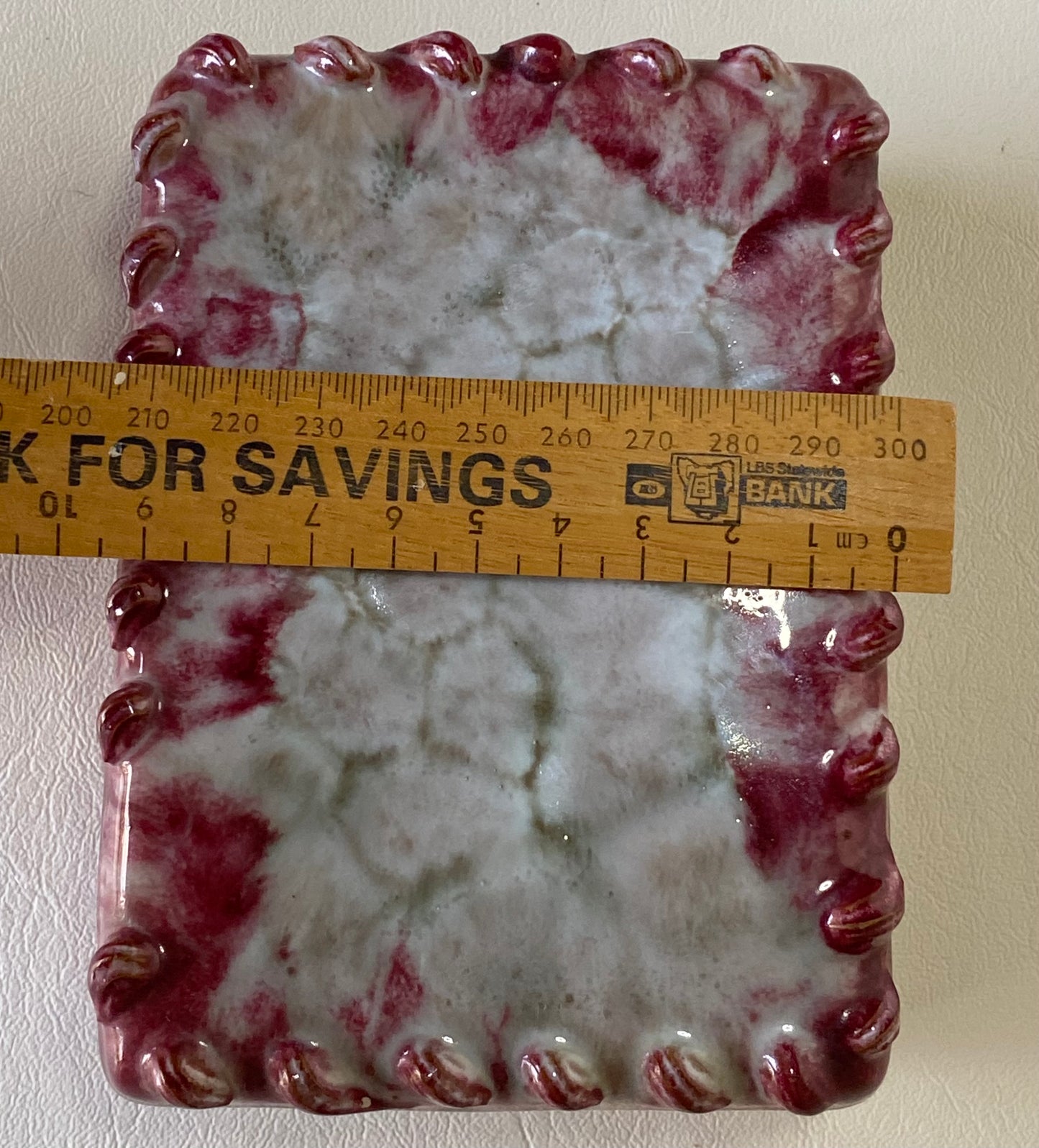 Vintage Italian Ceramic Bloody Glaze Trinket Box  - marked 263/67 Italy