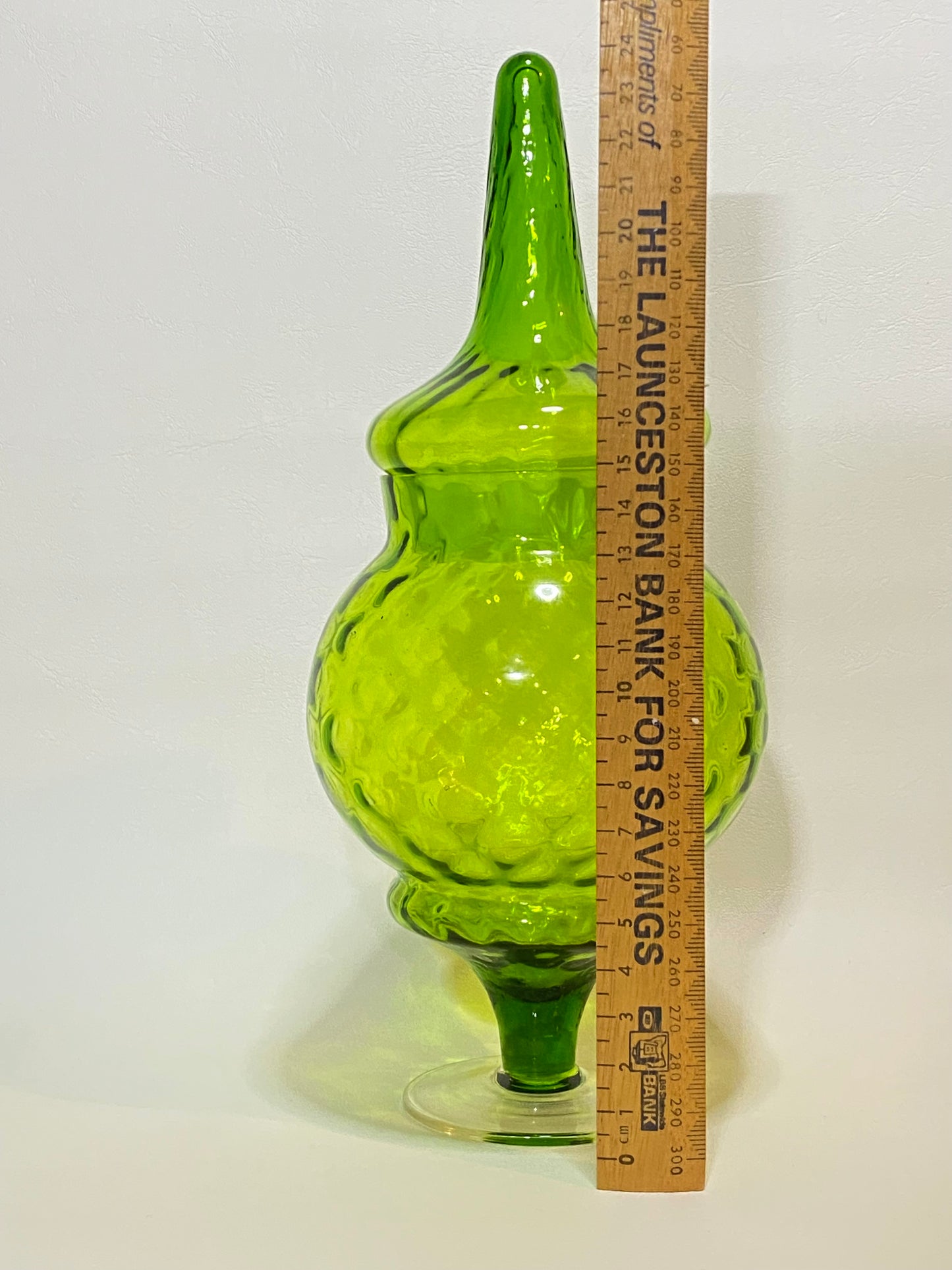 1960s Empoli Italy Green Glass Apothecary Jar with Lid