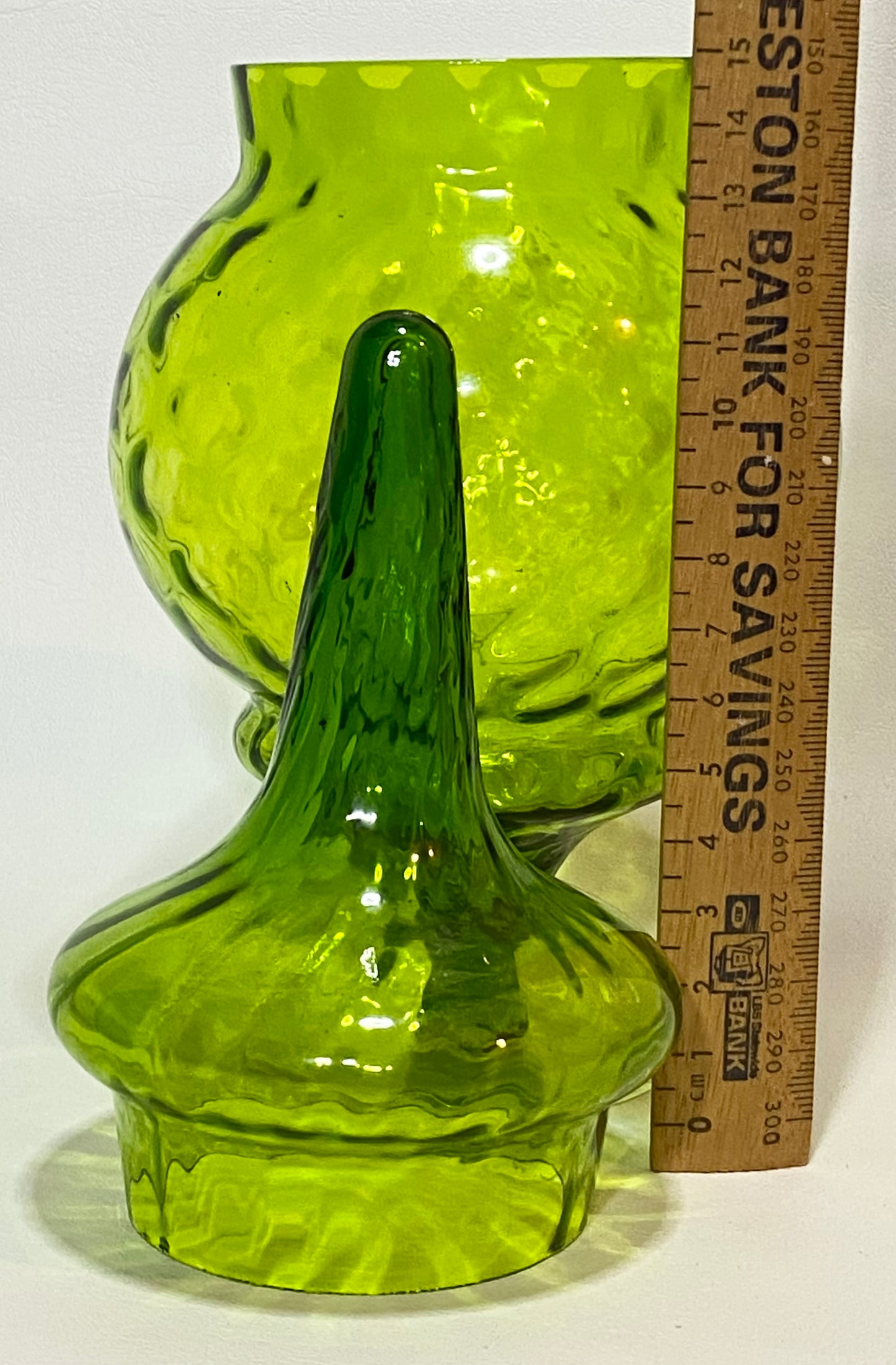 1960s Empoli Italy Green Glass Apothecary Jar with Lid