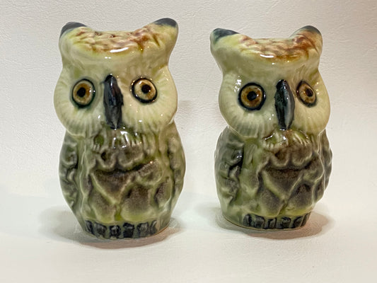Australian Vintage Darbyshire Ware  Pottery Owl salt n pepper shakers (with original sticker)