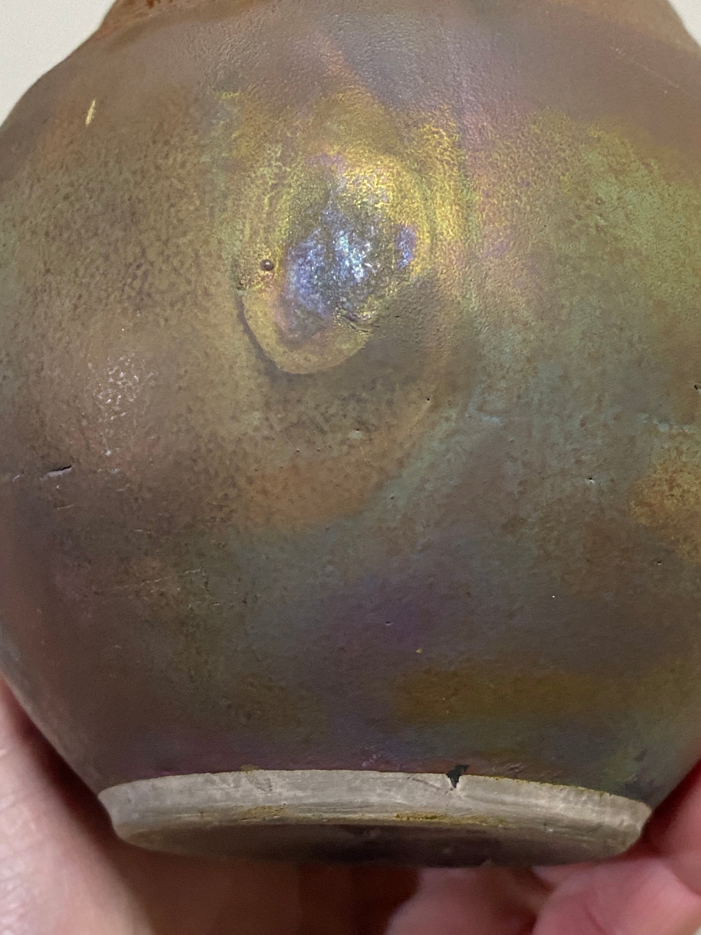 Highly collectable: Don James Iridescent Glazed Raku Fired Pottery Vase