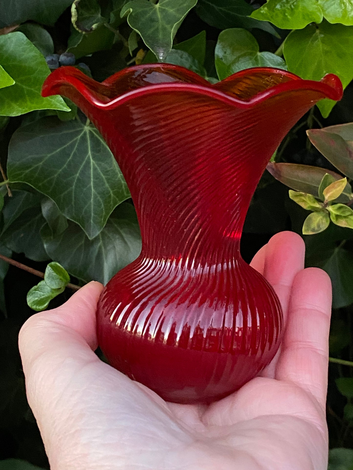 Vintage Small Amberina Glass Vase