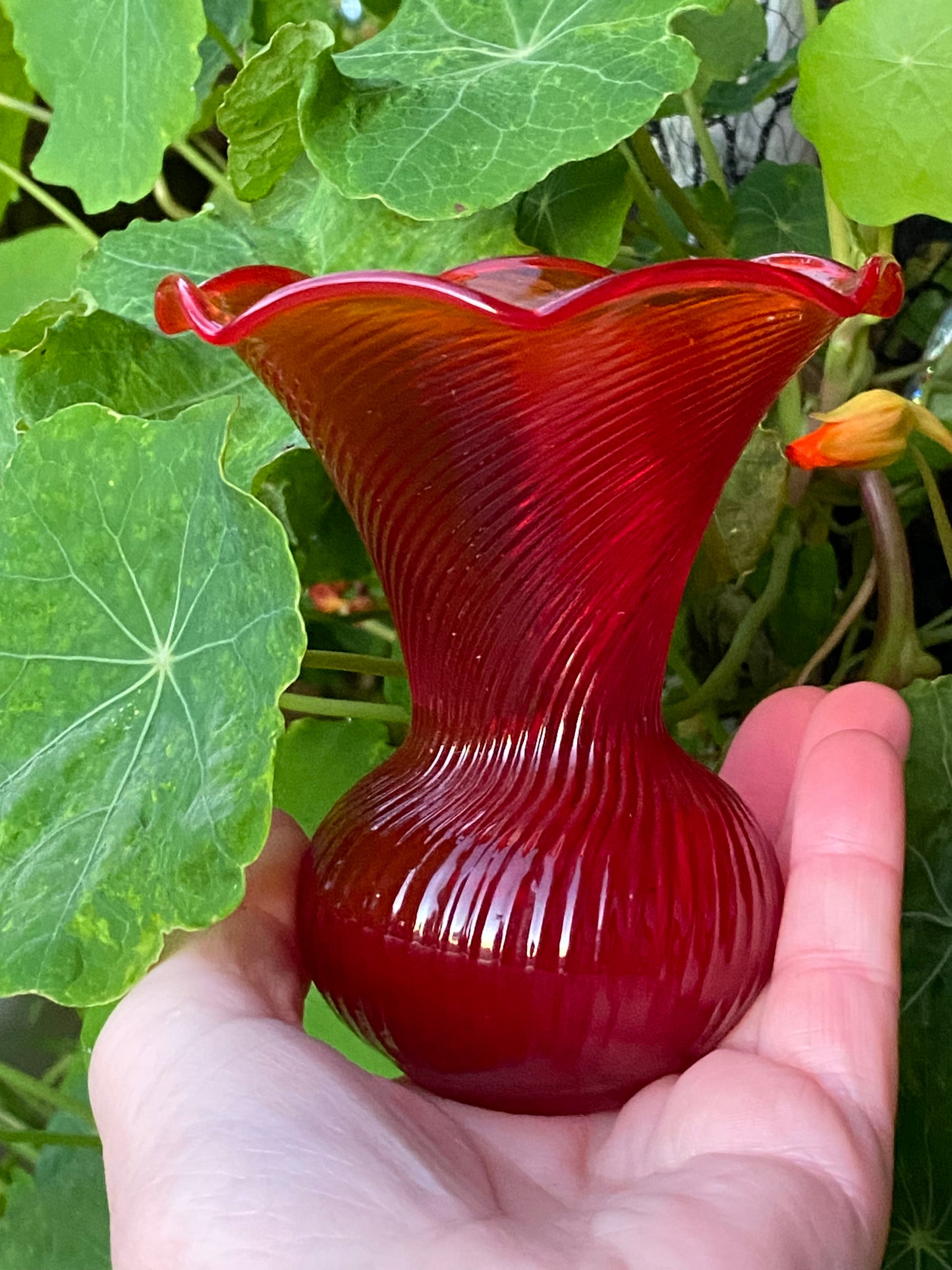 Vintage Small Amberina Glass Vase