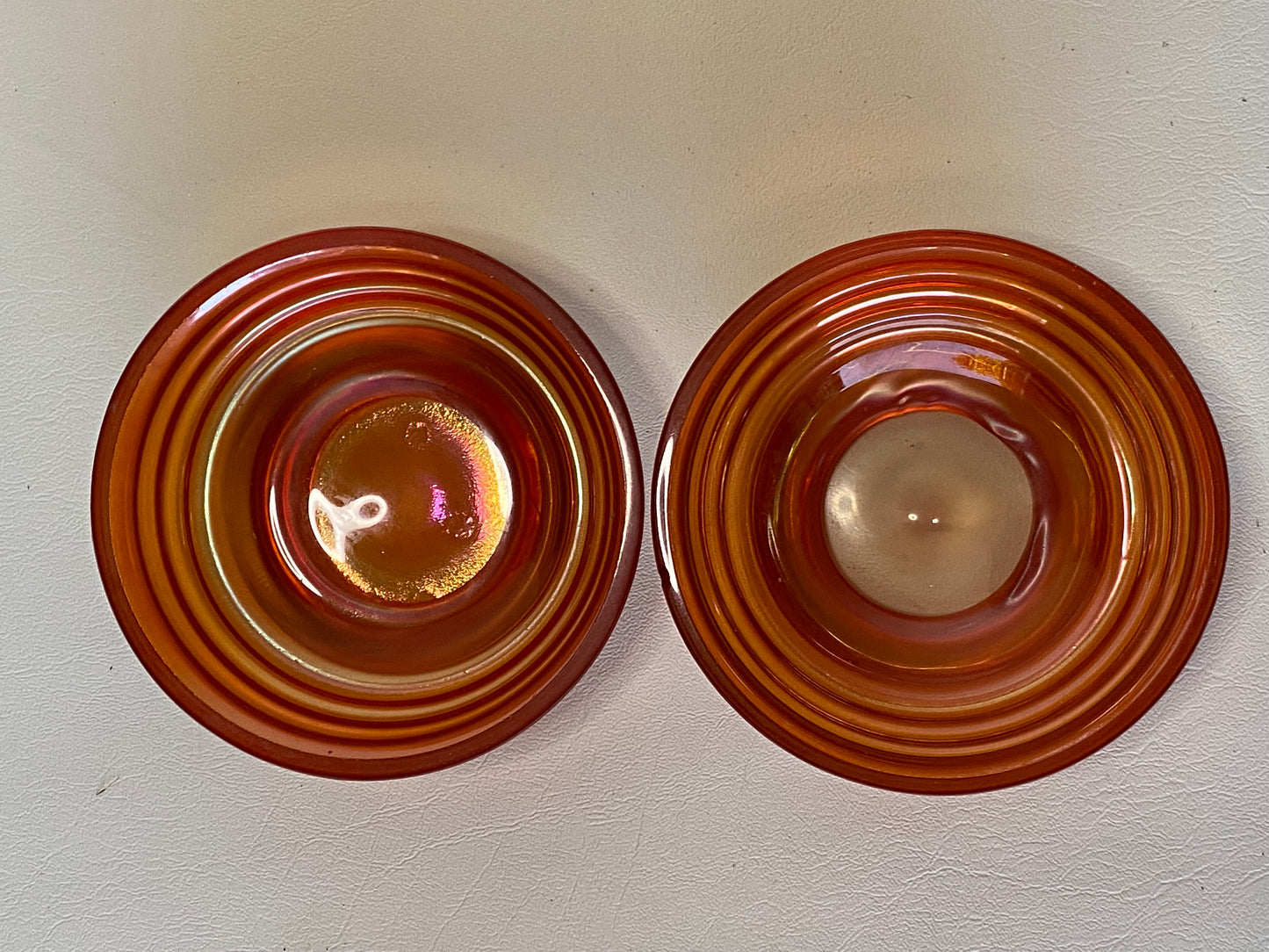 (b) Crown Crystal Australia Melon Ribbed Bowls in marigold