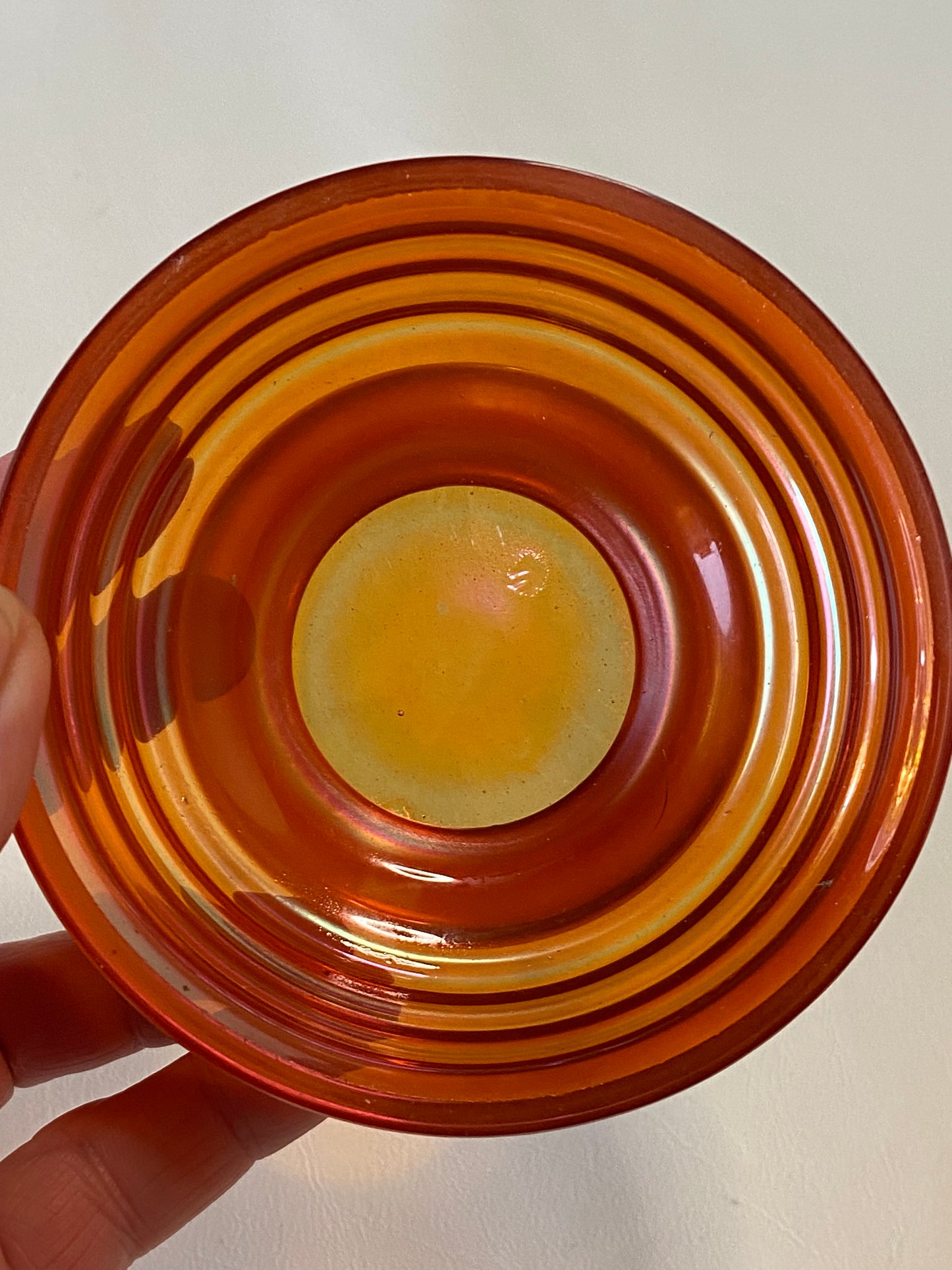 (b) Crown Crystal Australia Melon Ribbed Bowls in marigold