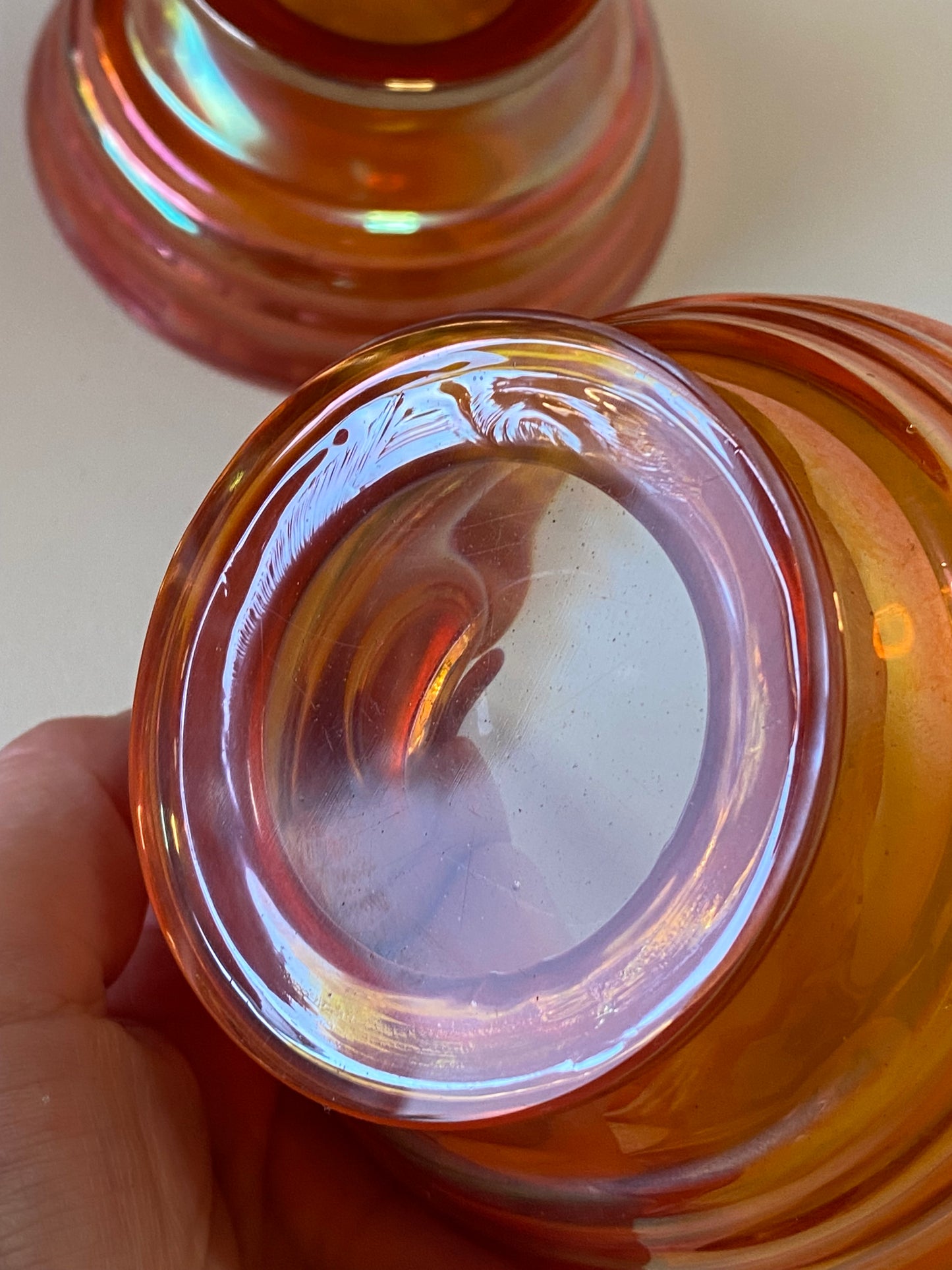 (b) Crown Crystal Australia Melon Ribbed Bowls in marigold