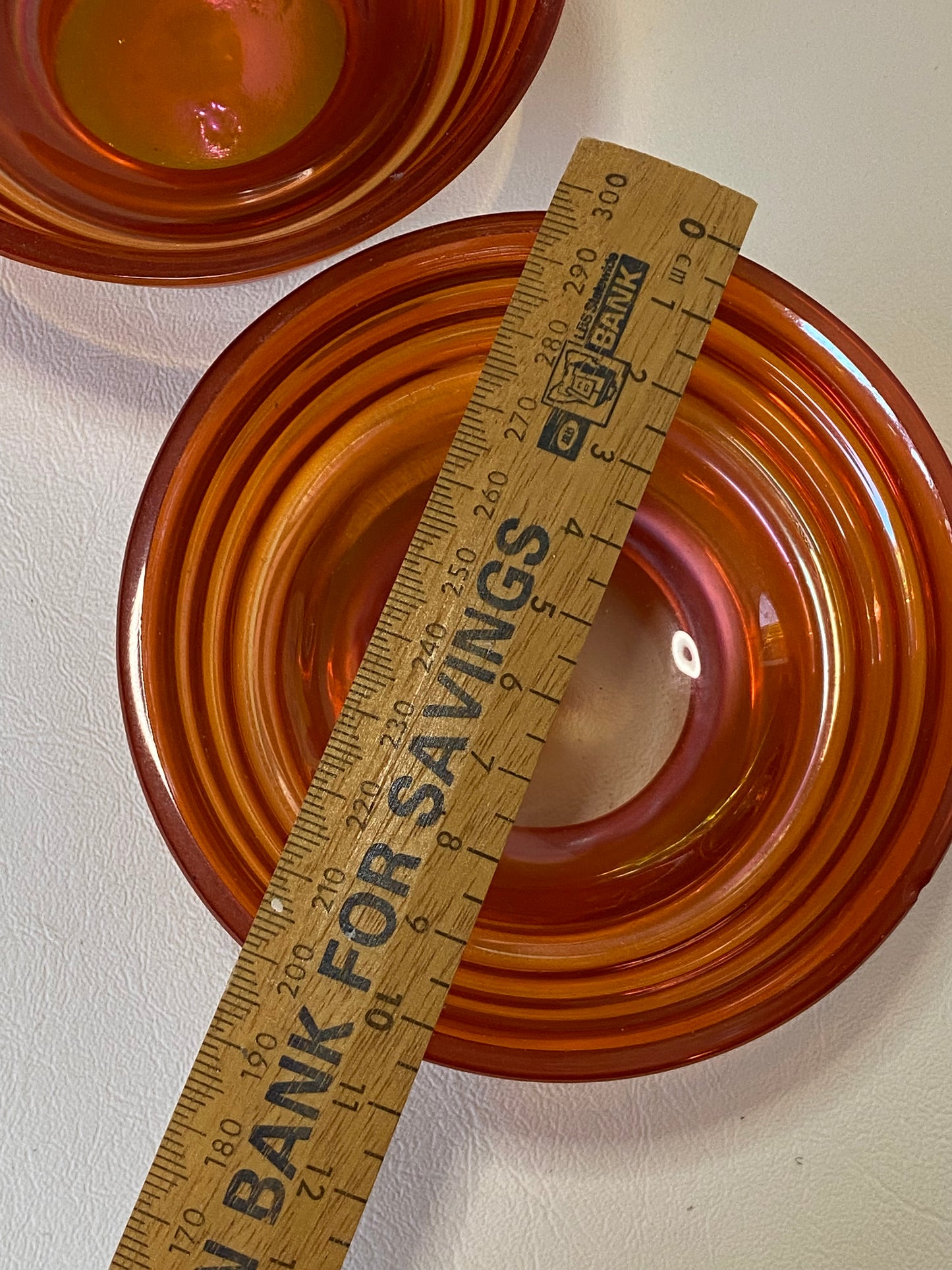 (b) Crown Crystal Australia Melon Ribbed Bowls in marigold