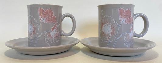 1980s Crown Lynn Mocha cup and saucer duos (2 sets)