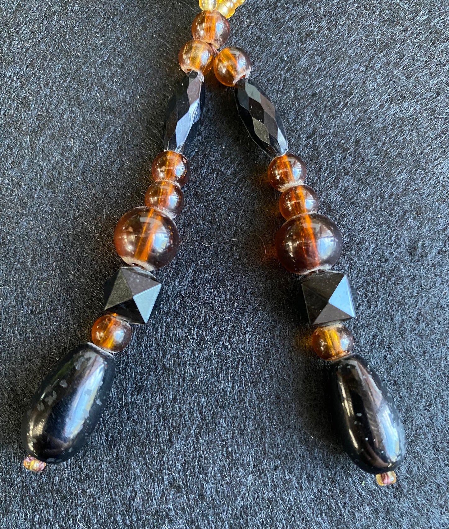 Long Glass And Amber Vintage Necklace