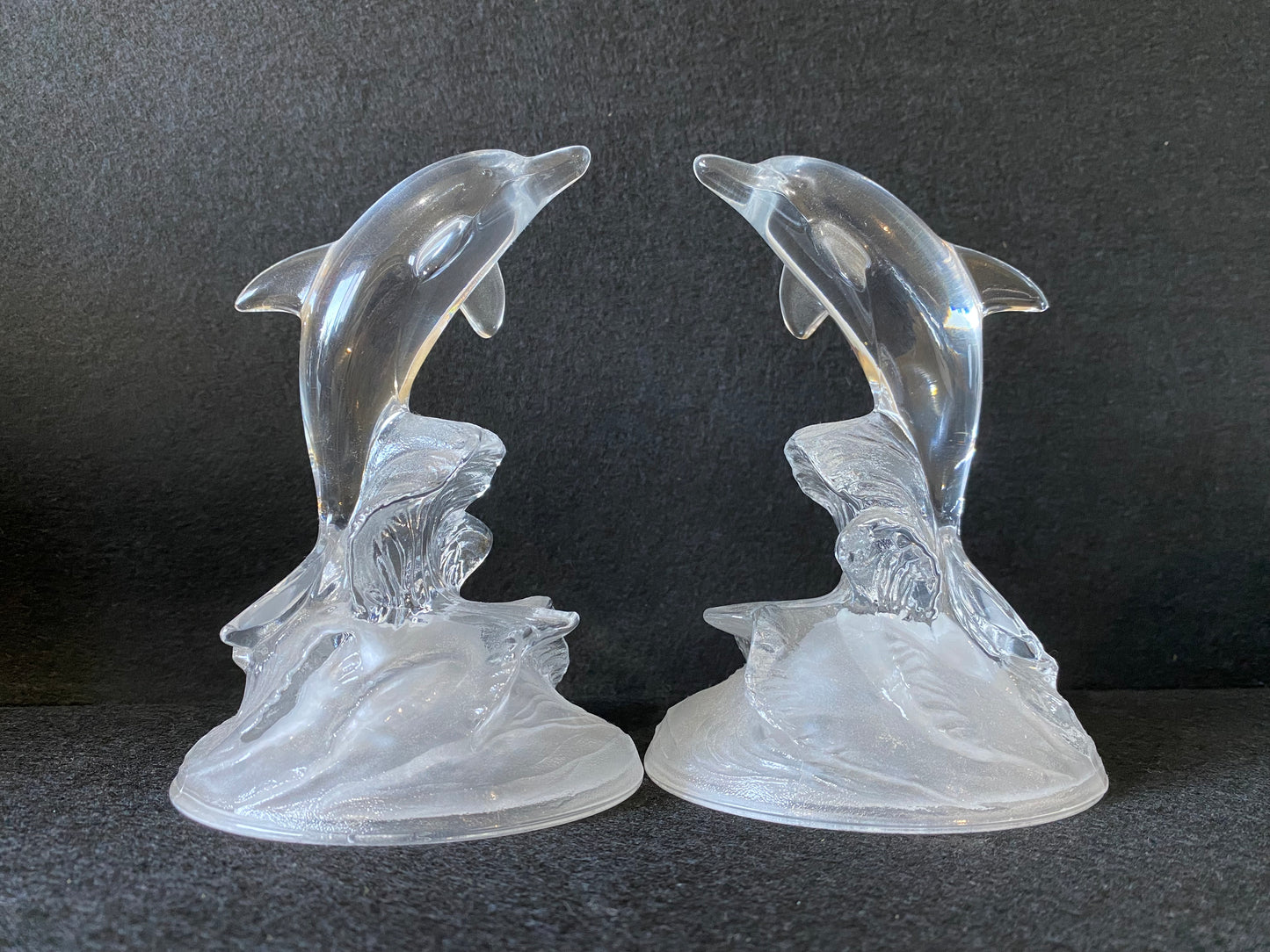 Crystal dolphin figurines made by Cristal d'Arques France