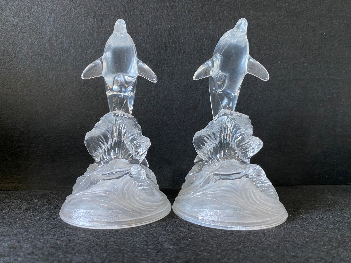 Crystal dolphin figurines made by Cristal d'Arques France