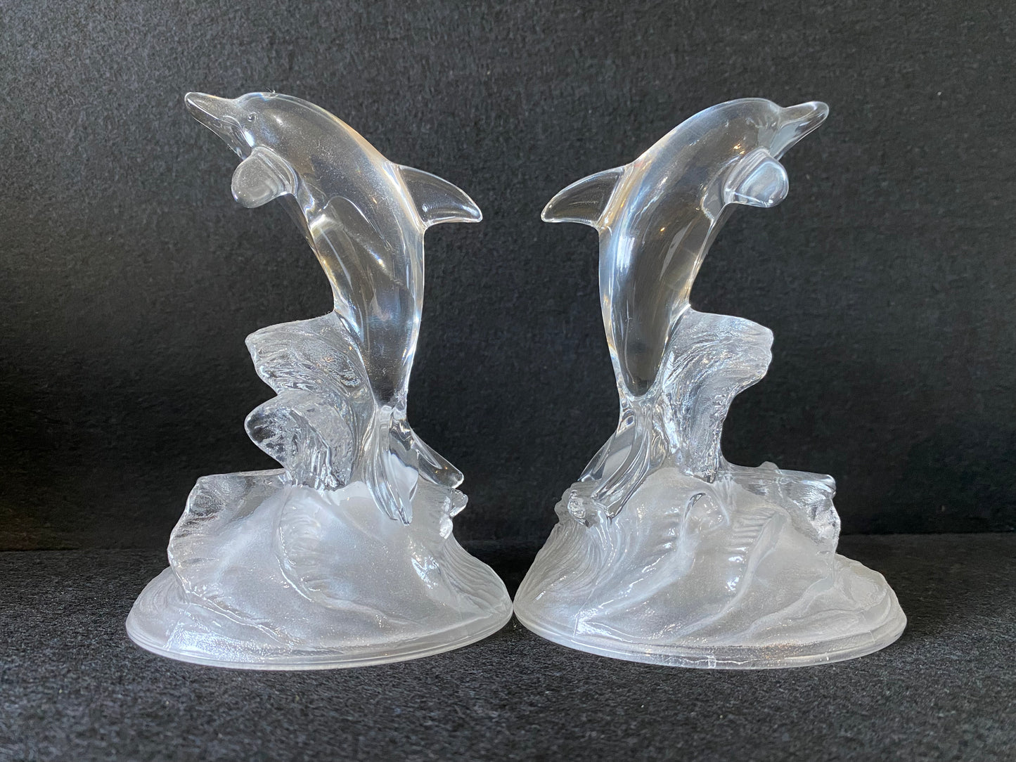 Crystal dolphin figurines made by Cristal d'Arques France