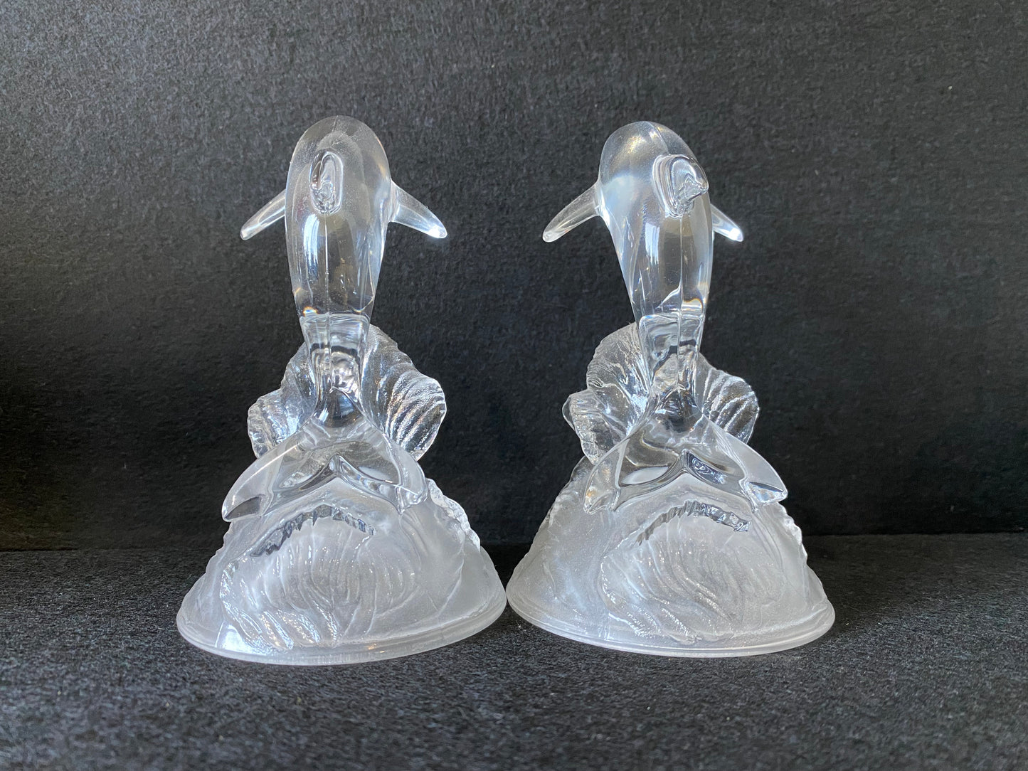 Crystal dolphin figurines made by Cristal d'Arques France