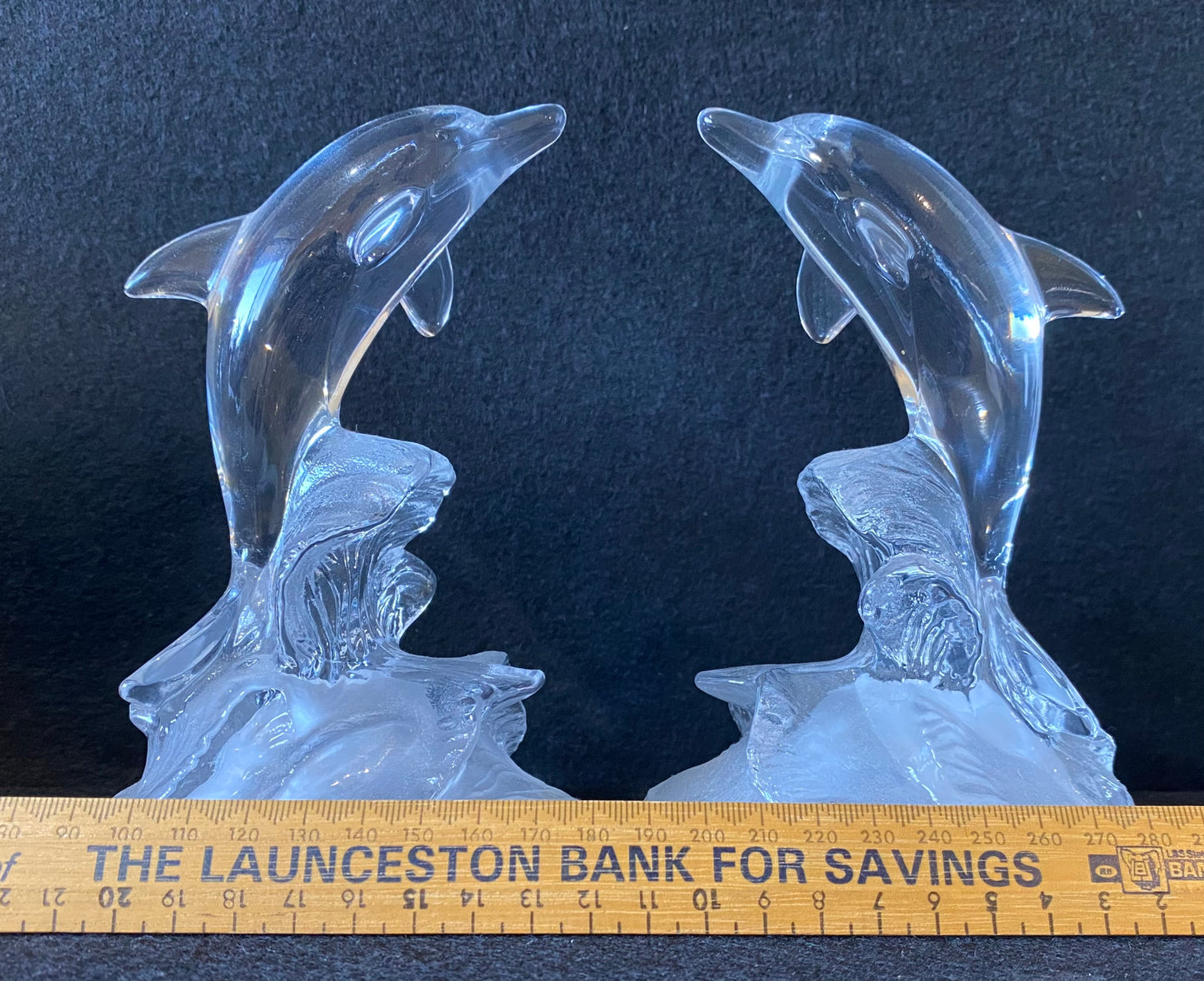 Crystal dolphin figurines made by Cristal d'Arques France