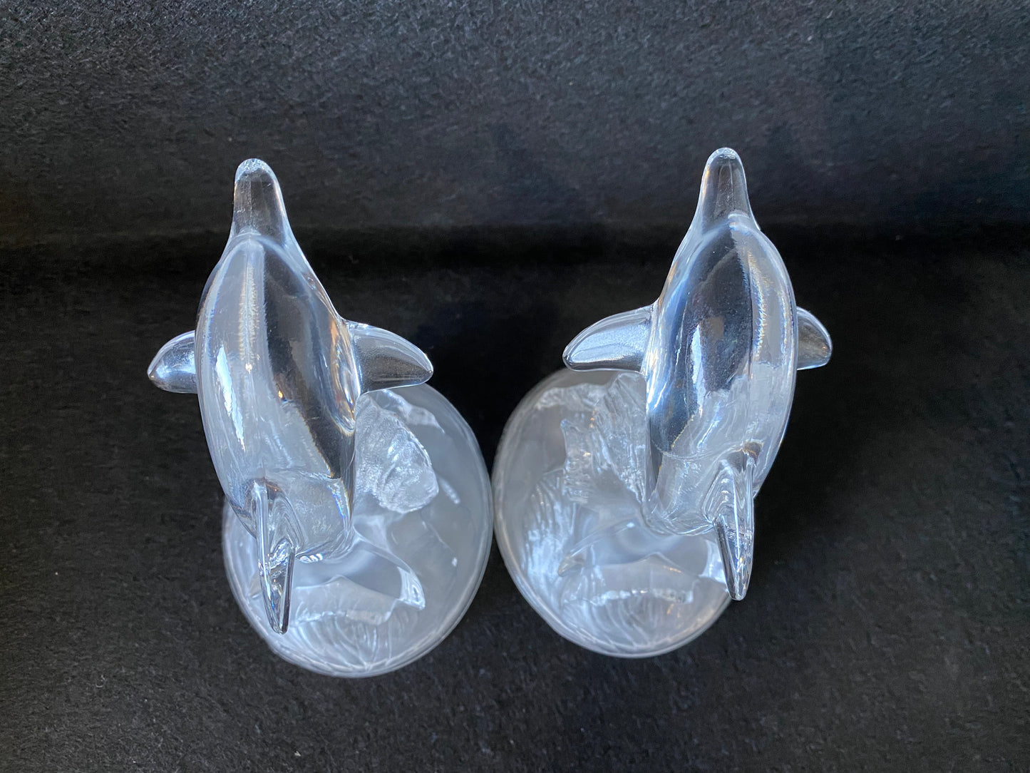 Crystal dolphin figurines made by Cristal d'Arques France