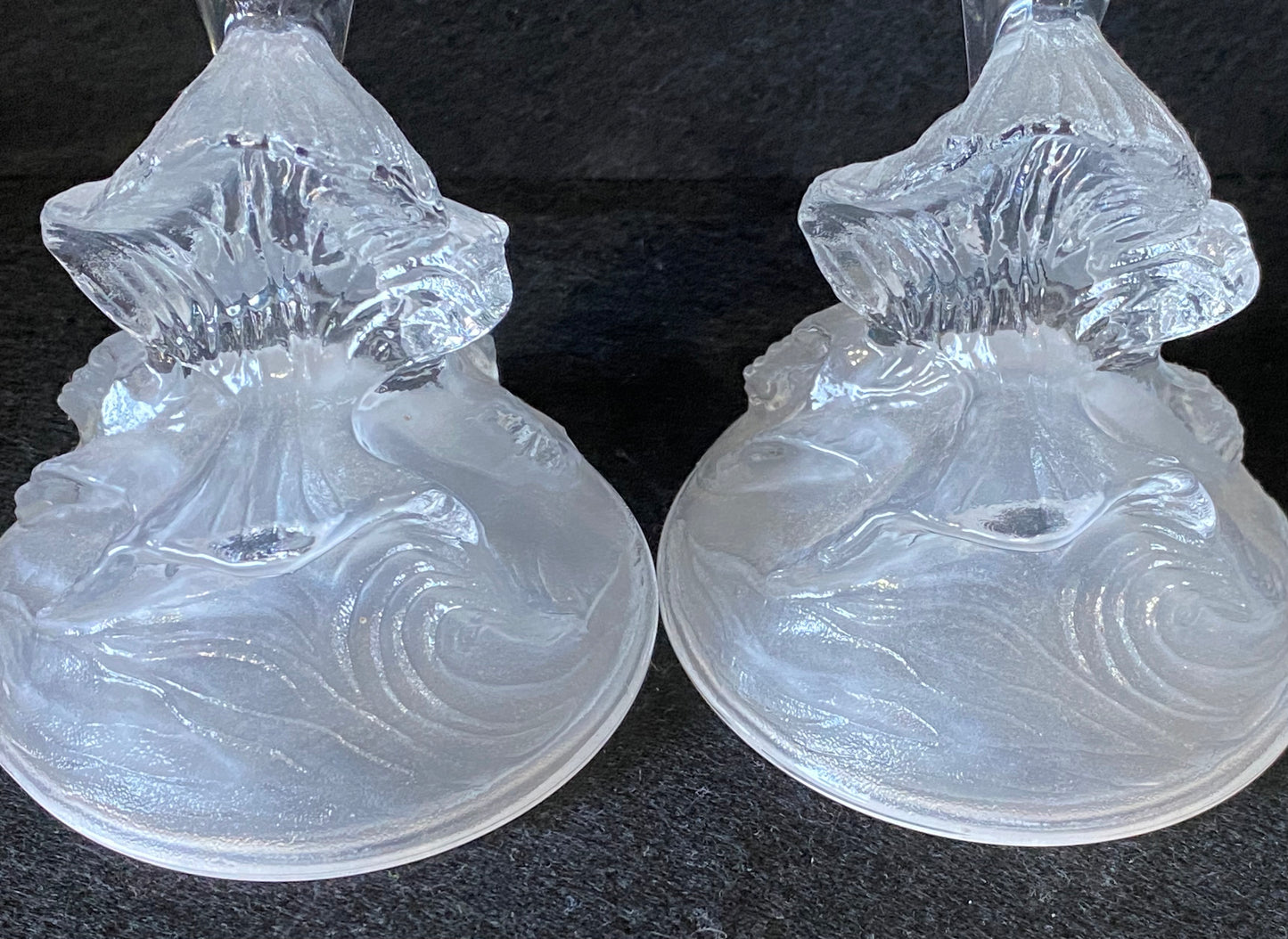 Crystal dolphin figurines made by Cristal d'Arques France