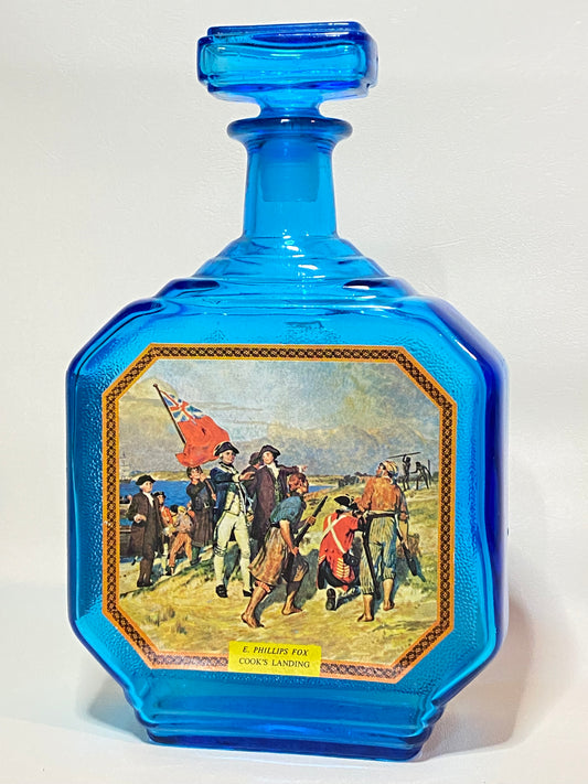Highly Collectable Commemorative Captain Cook Bicentennial Blue Decanter - E. Phillips Fox Cook's Landing