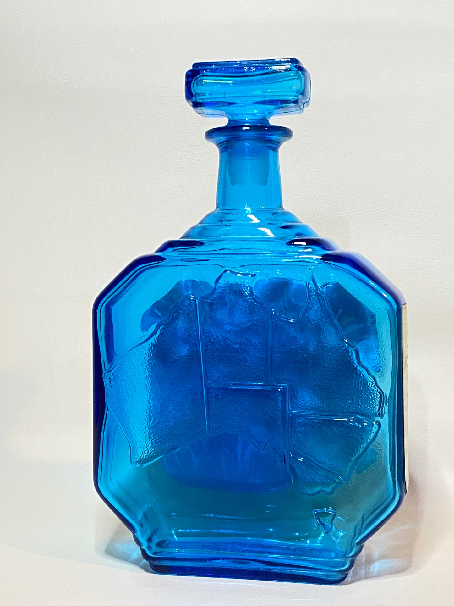Highly Collectable Commemorative Captain Cook Bicentennial Blue Decanter - E. Phillips Fox Cook's Landing