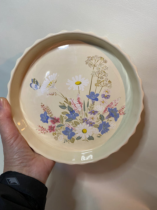 Vintage Poole Pottery Quiche Dish - Spring Time Floral Design