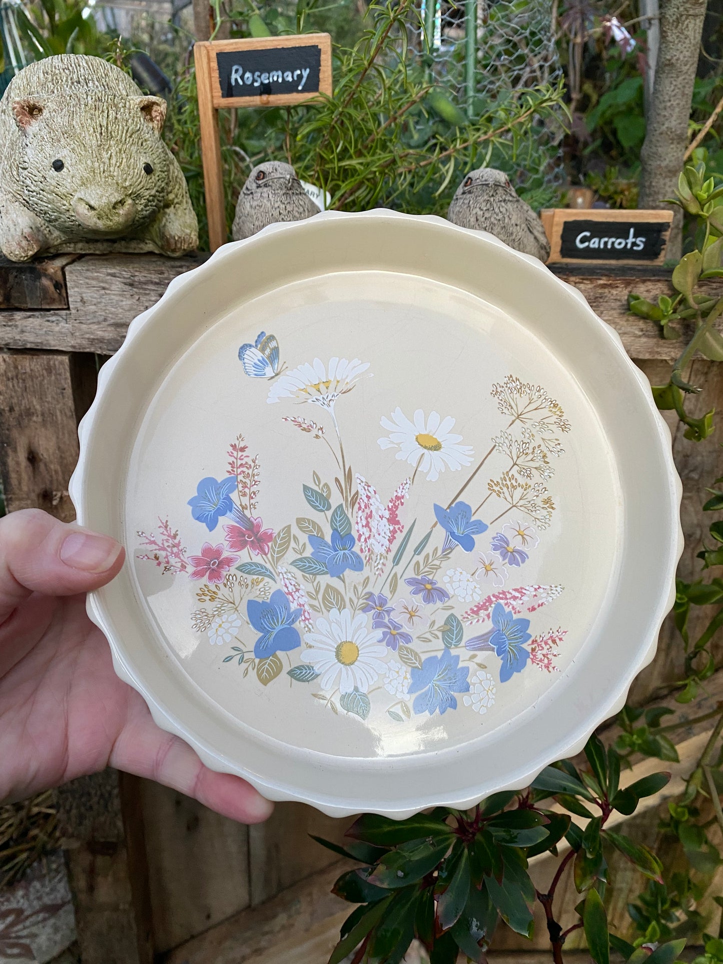 Vintage Poole Pottery Quiche Dish - Spring Time Floral Design