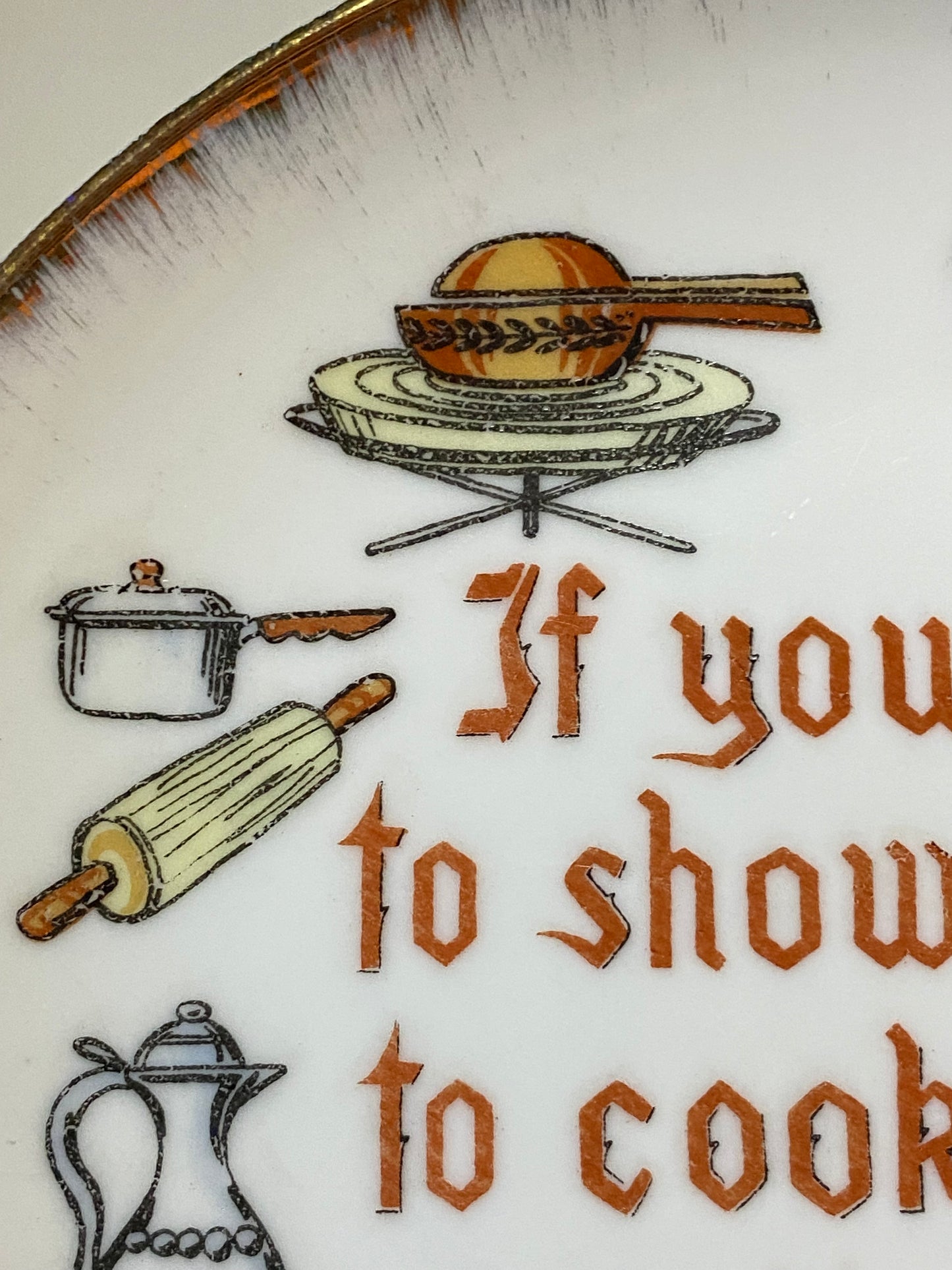 Vintage Japanese Kitchen Humour Wall Plate