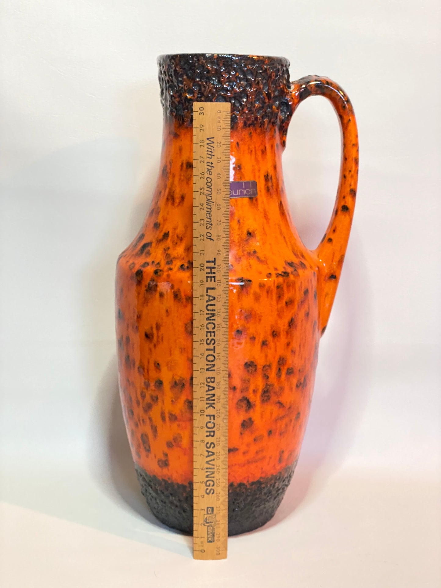 West German Scheurich Fat Lava Orange Glazed Vase 607-35