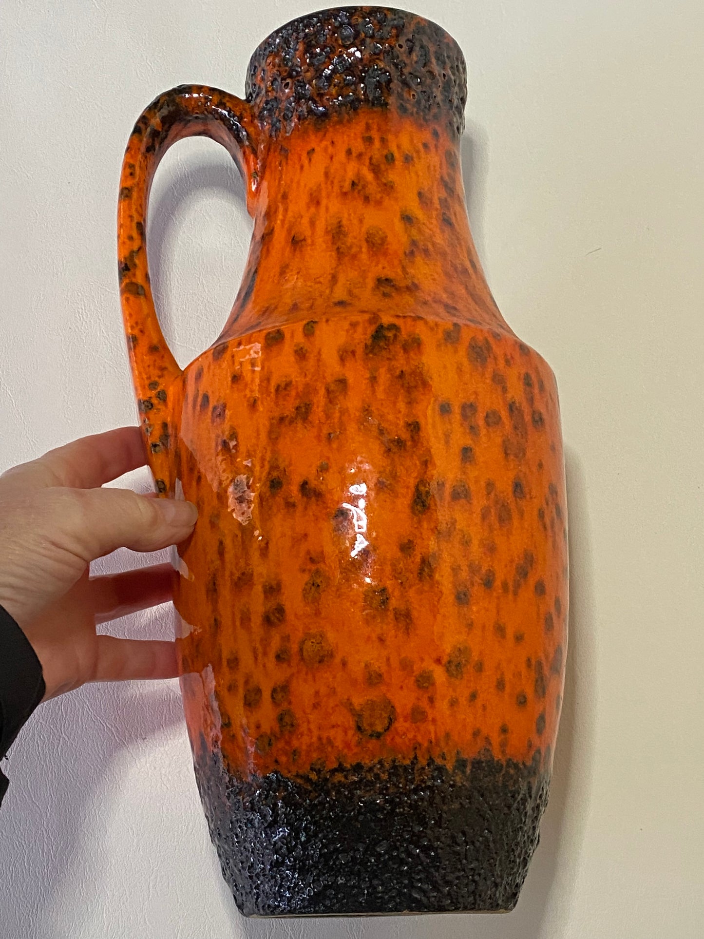 West German Scheurich Fat Lava Orange Glazed Vase 607-35