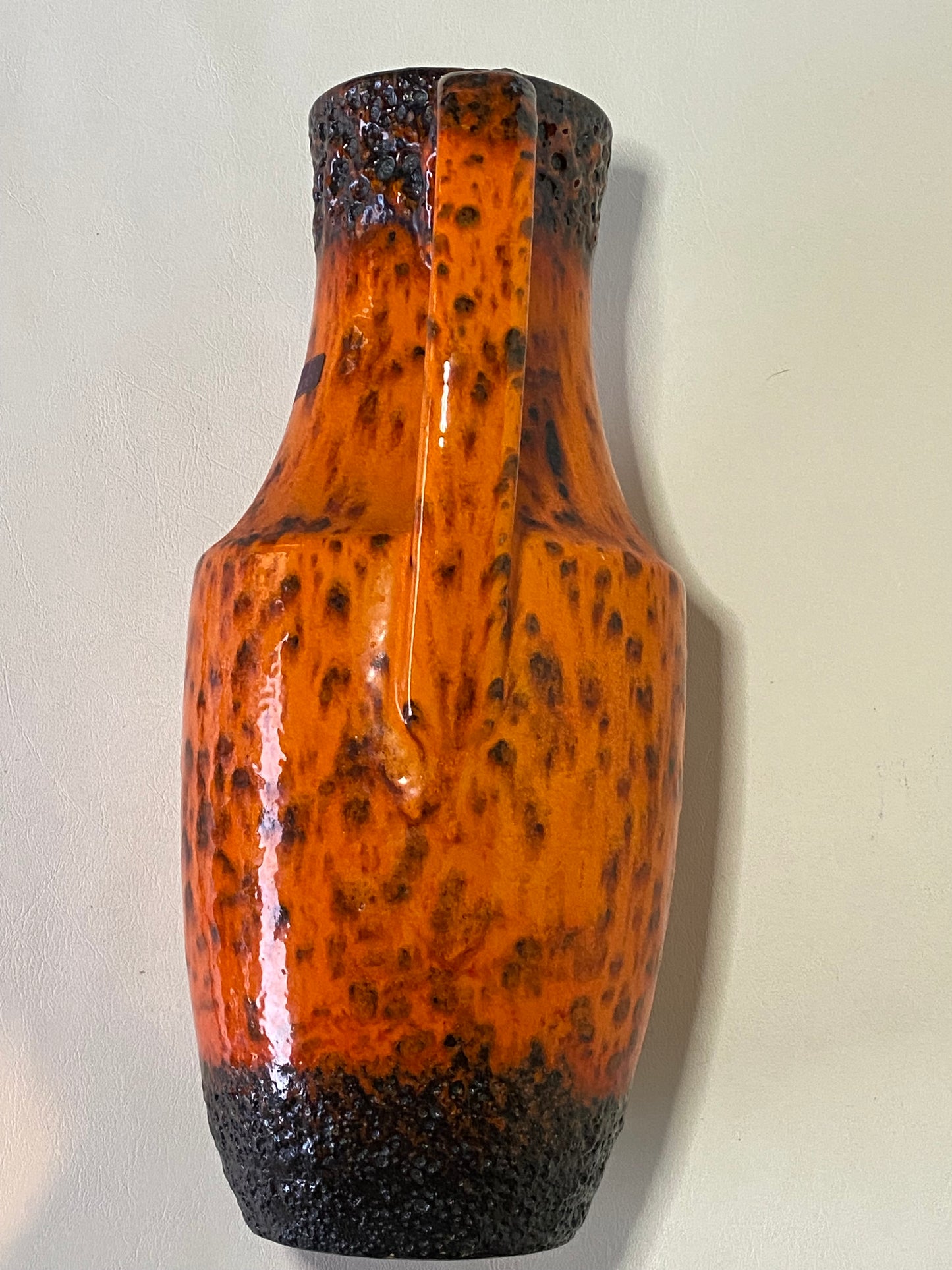 West German Scheurich Fat Lava Orange Glazed Vase 607-35