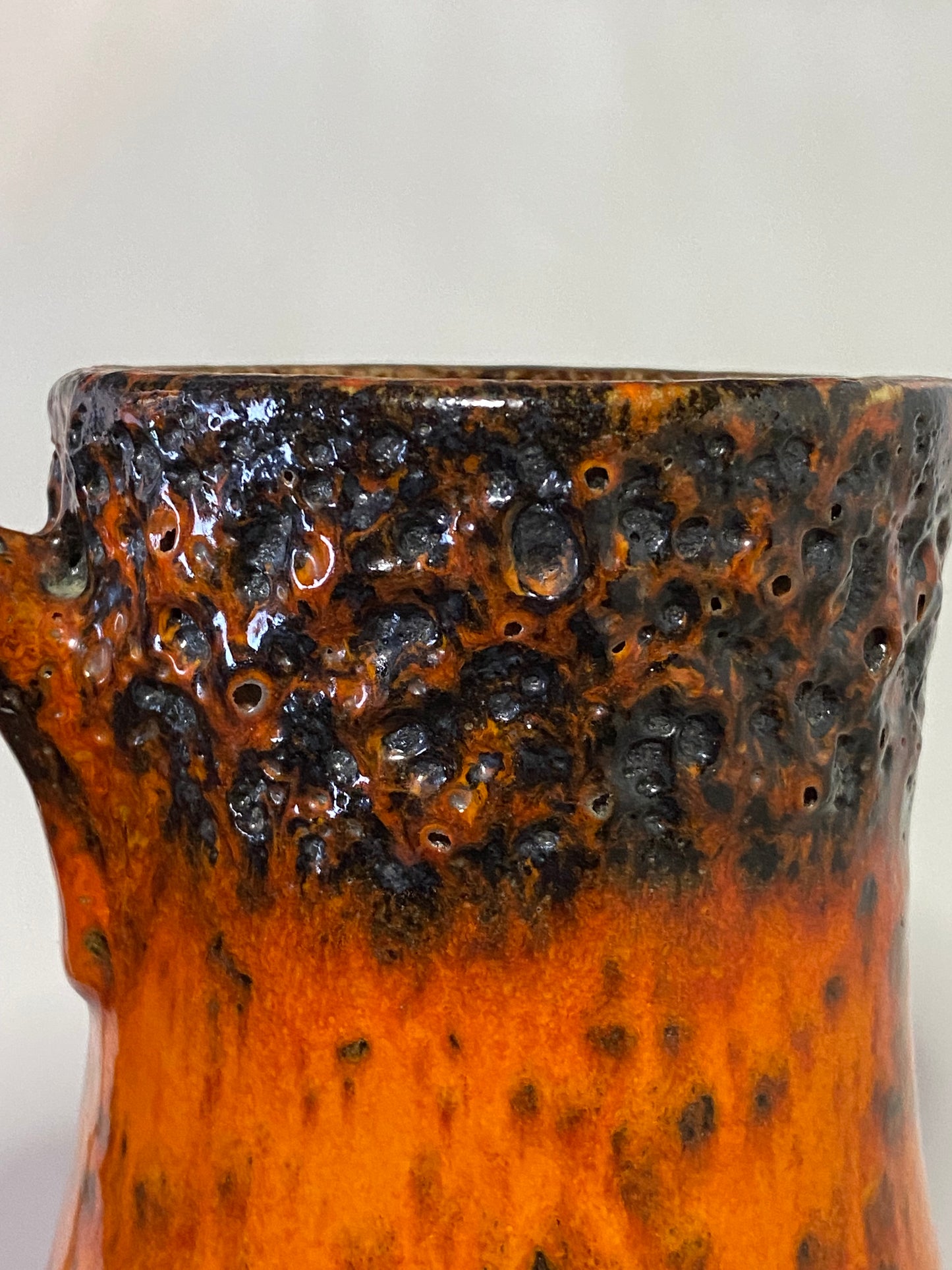 West German Scheurich Fat Lava Orange Glazed Vase 607-35