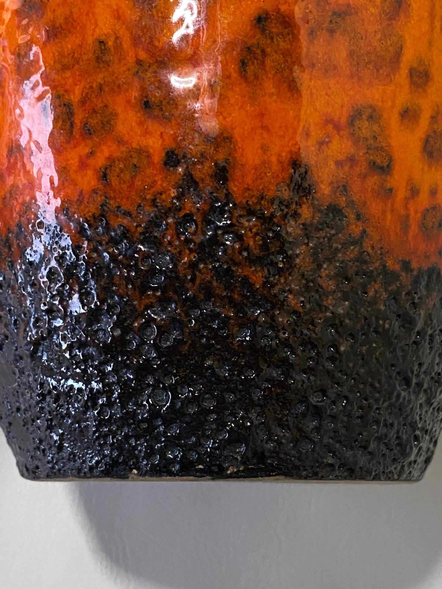 West German Scheurich Fat Lava Orange Glazed Vase 607-35