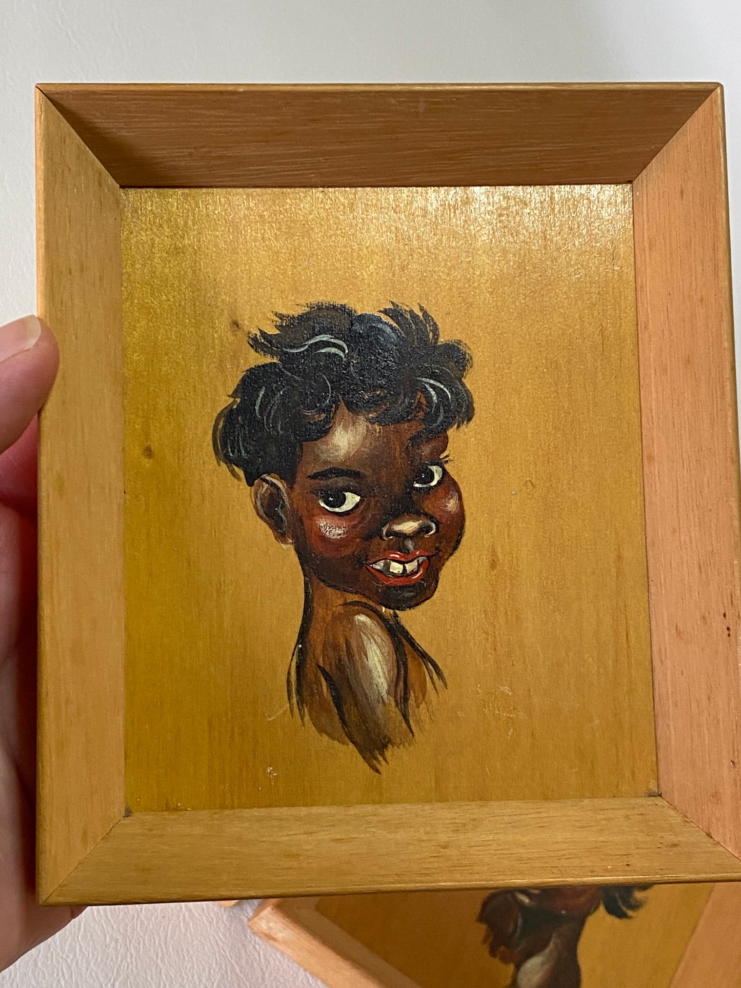 Trio of MCM Australian indigenous children - hand painted - artist unknown