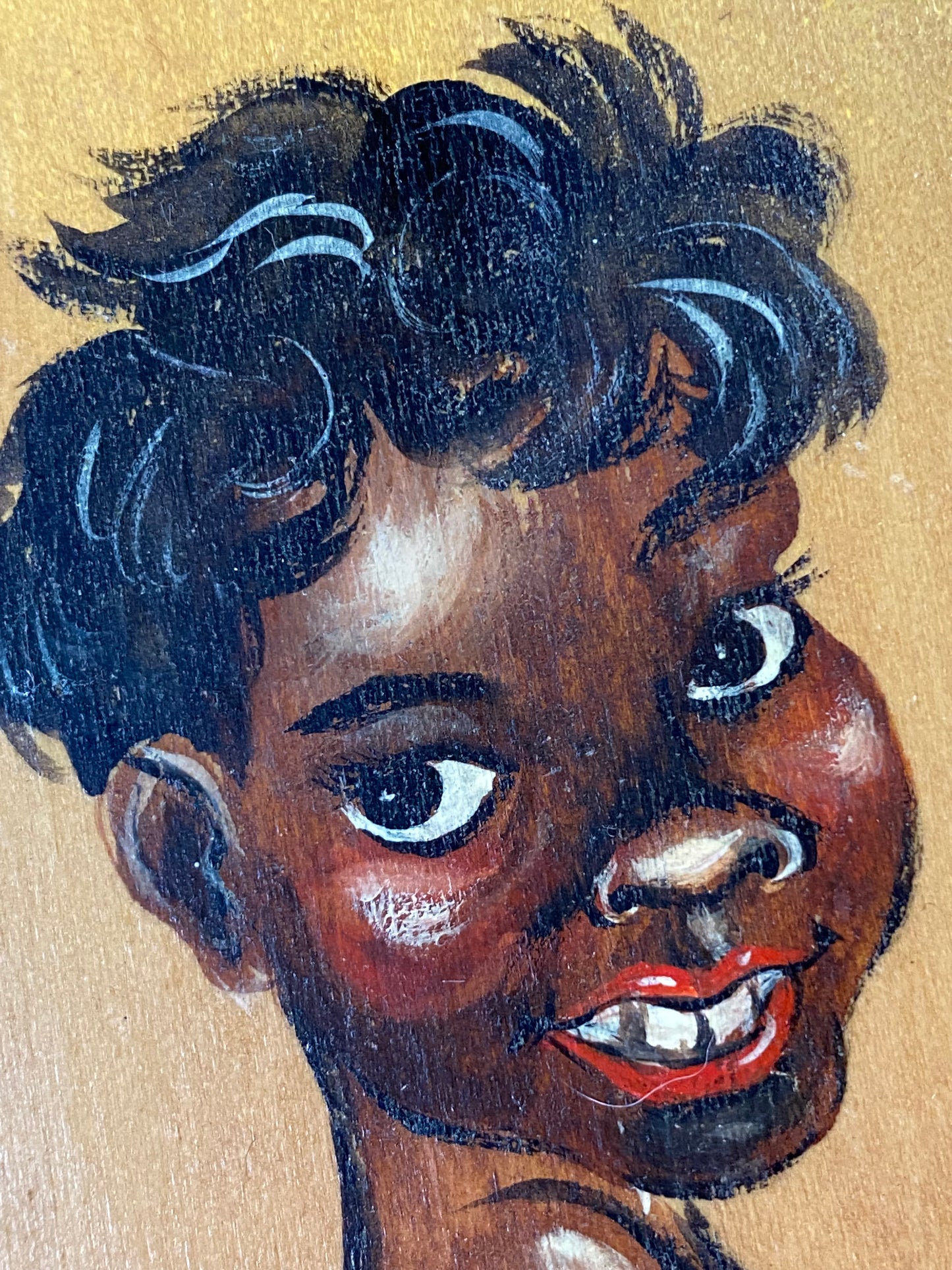 Trio of MCM Australian indigenous children - hand painted - artist unknown