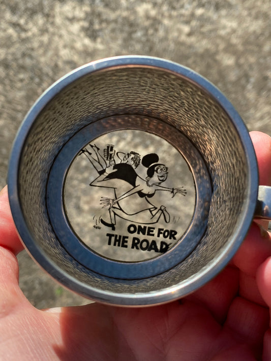 Kitsch KIRRA PEWTER 1970s Glass Bottom Pewter Tankard- One for the Road