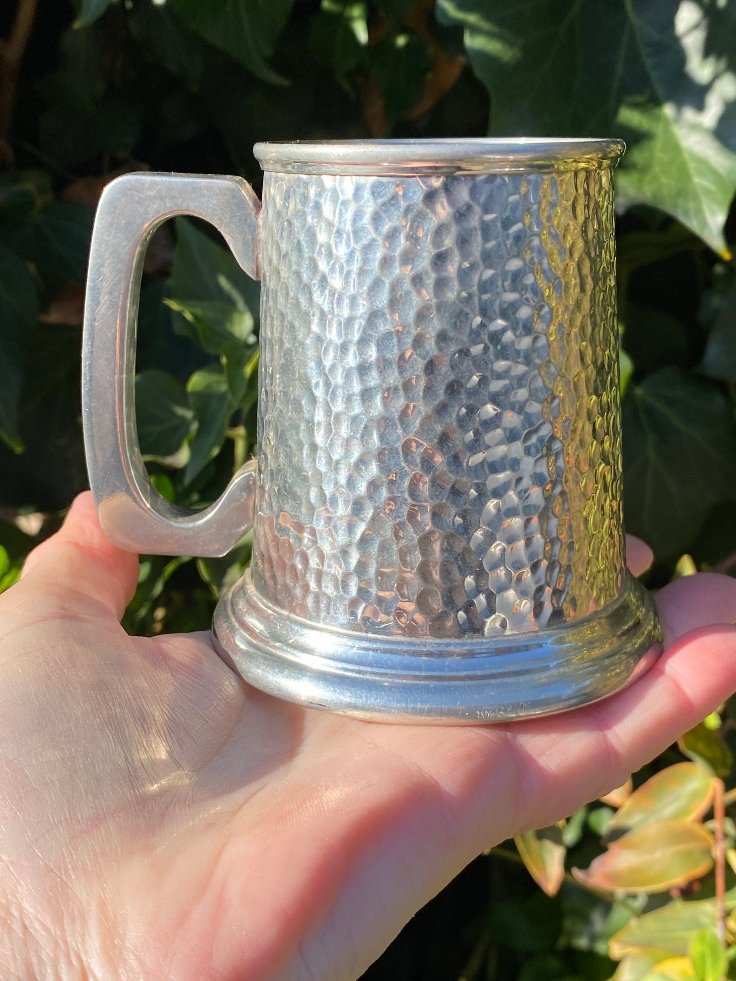 Kitsch KIRRA PEWTER 1970s Glass Bottom Pewter Tankard- One for the Road