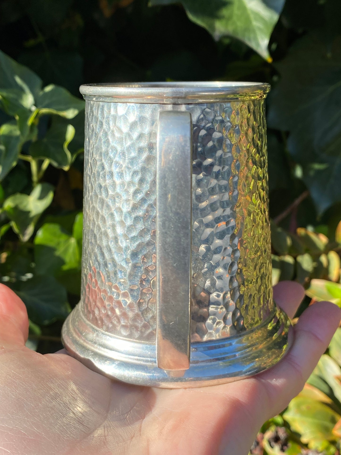 Kitsch KIRRA PEWTER 1970s Glass Bottom Pewter Tankard- One for the Road