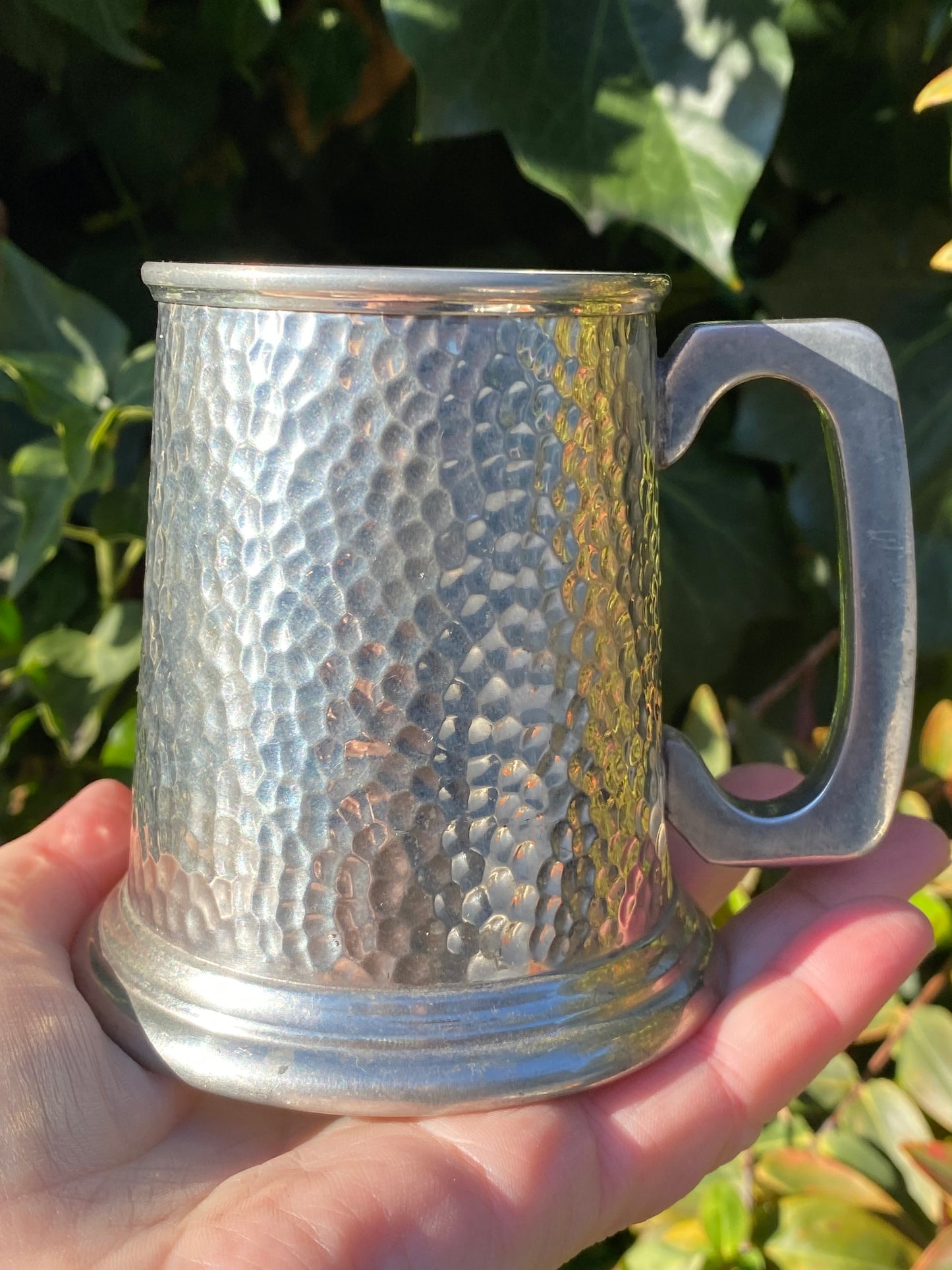 Kitsch KIRRA PEWTER 1970s Glass Bottom Pewter Tankard- One for the Road
